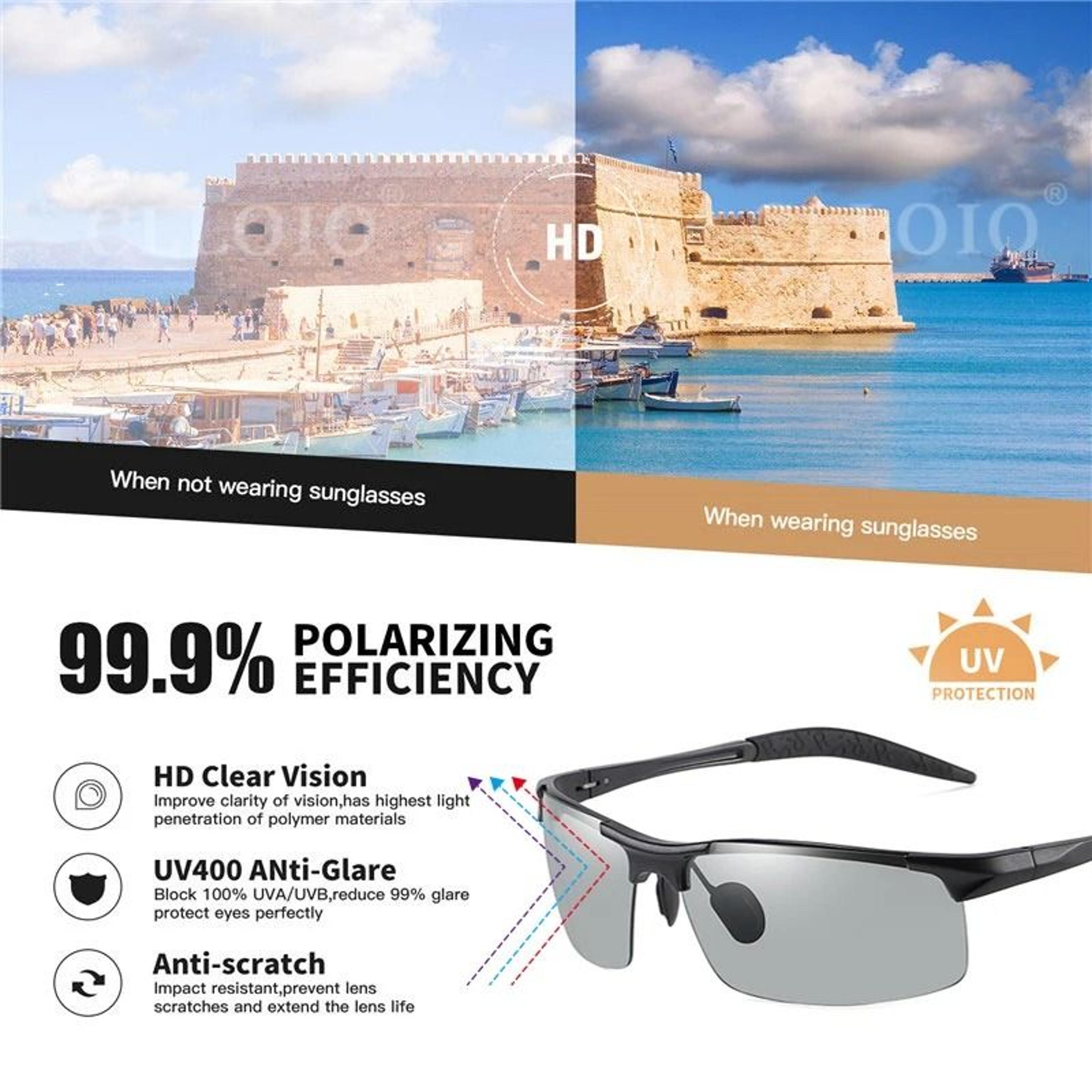 Photochromic Polarized Sunglasses For Men Aluminum AntiGlare Driving Glasses 5