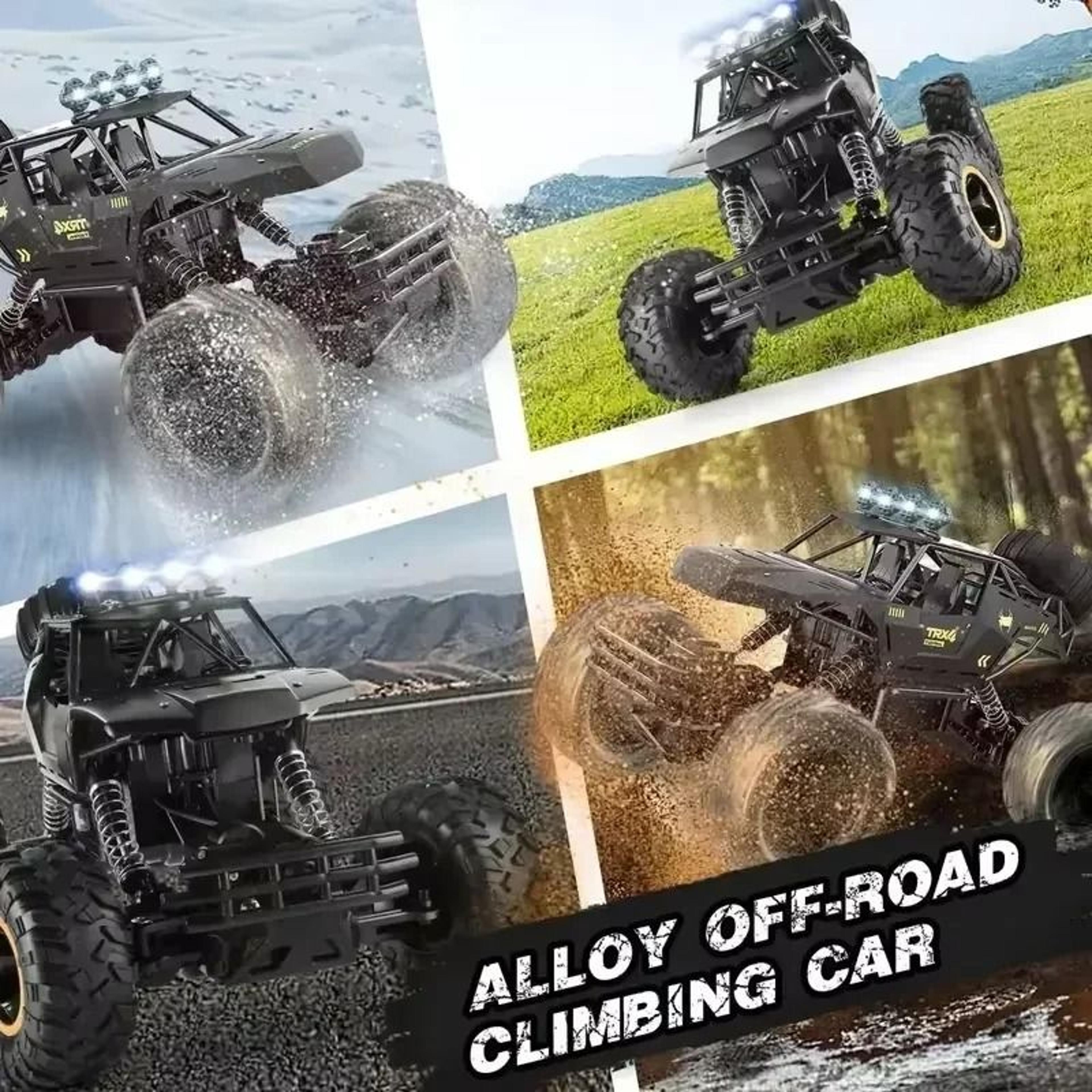 RC Off Road Monster Truck 4WD With LED Lights 24GHz Remote Control Car 4