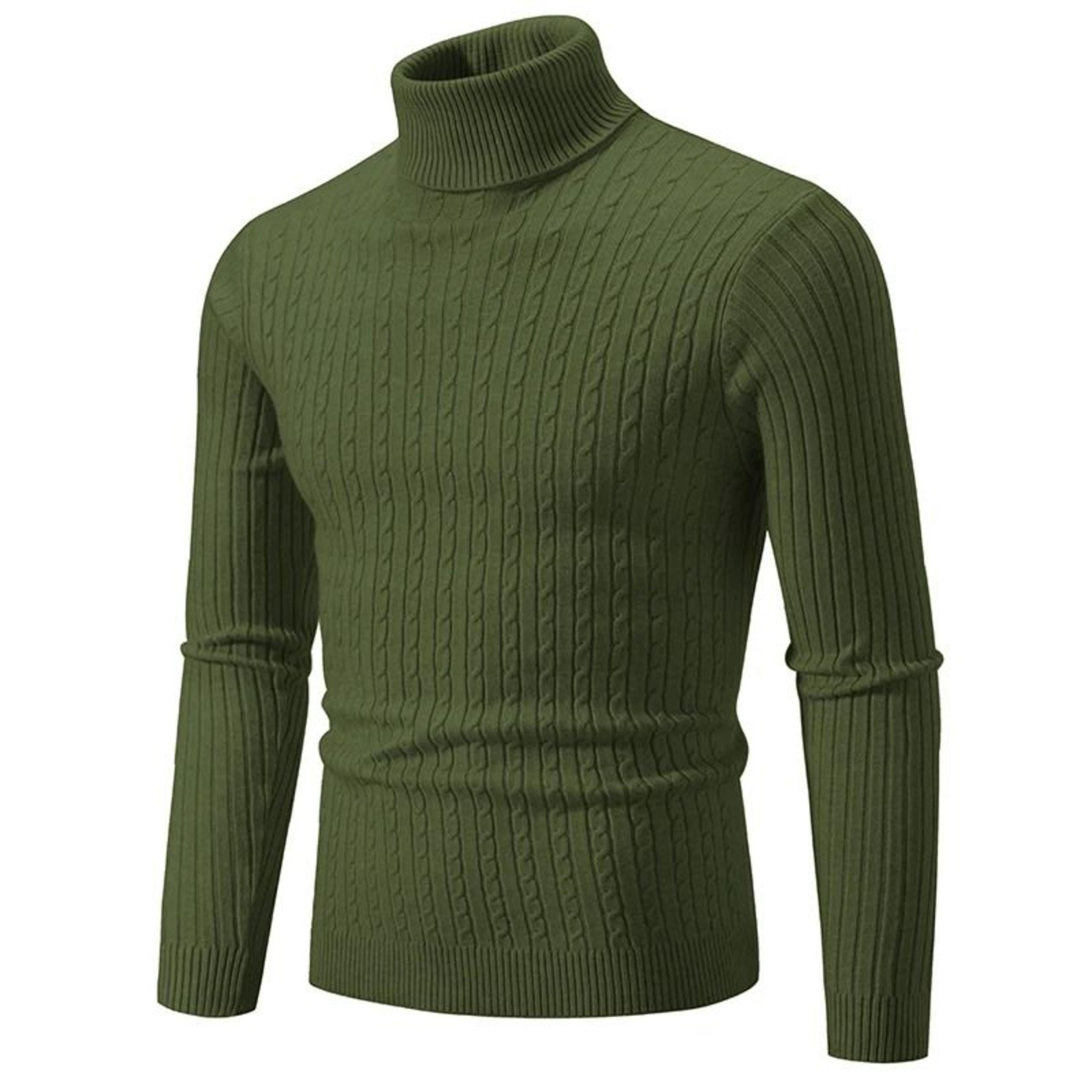 Mens High Neck Knitted Turtleneck Pullover Winter Sweater 11