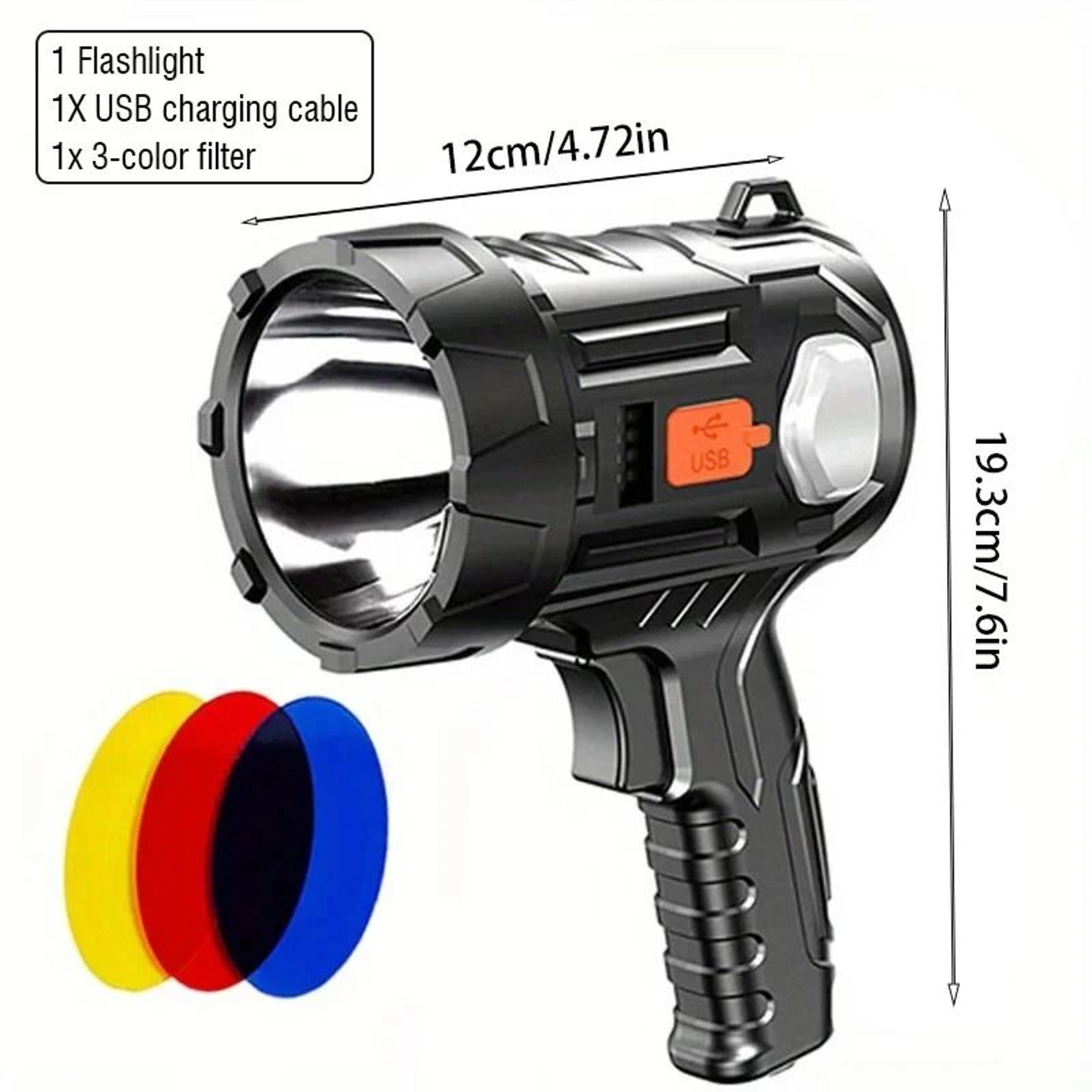 Rechargeable LED Spotlight With Solar Panel And COB Side Light For Camping And Hunting 7