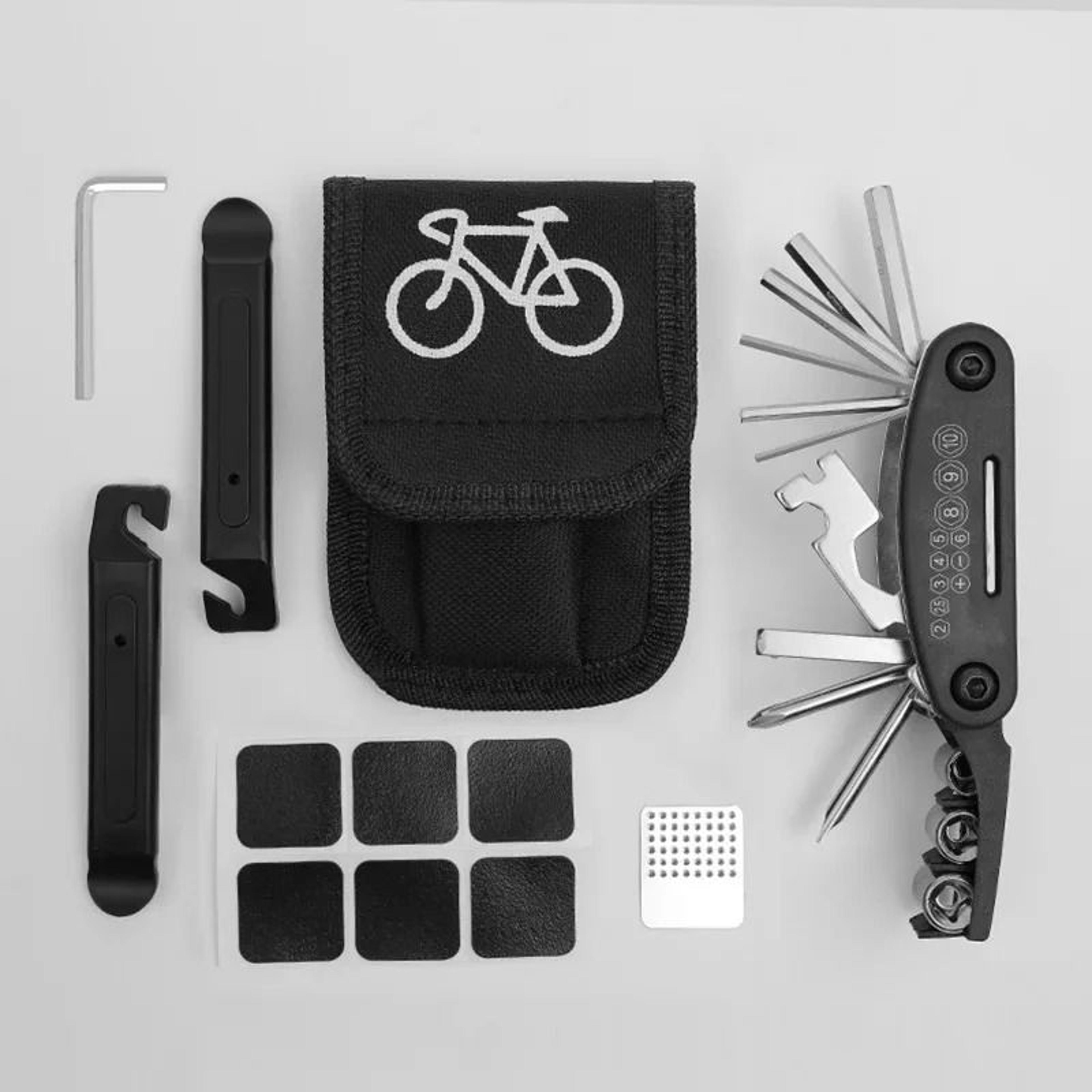 Portable Bicycle Repair Tools Kit With Pump Saddle Bag And Multi Functional Wrench 6