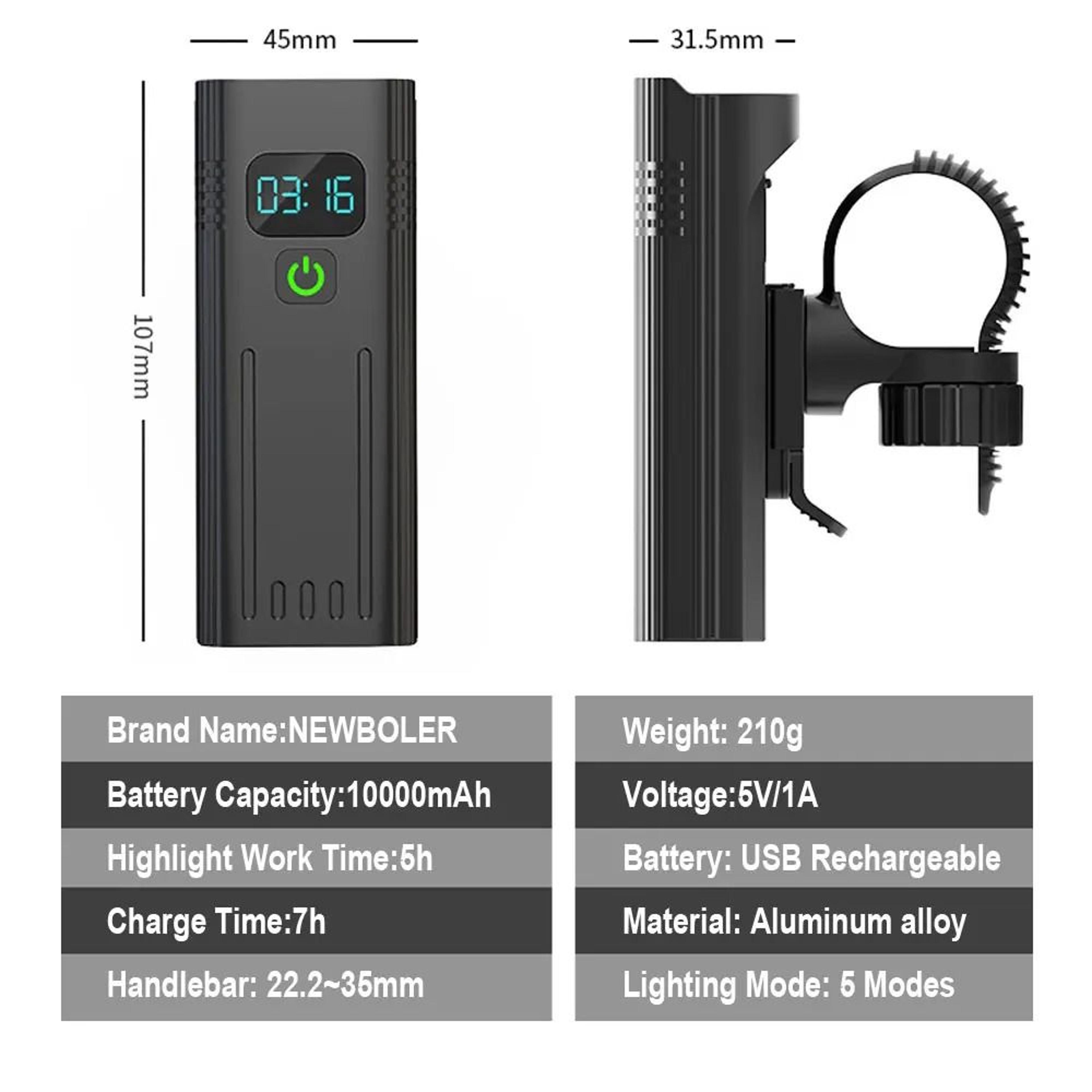 4800 Lumen USB Rechargeable Bicycle Light With 10000mAh Battery And Rainproof Design 2