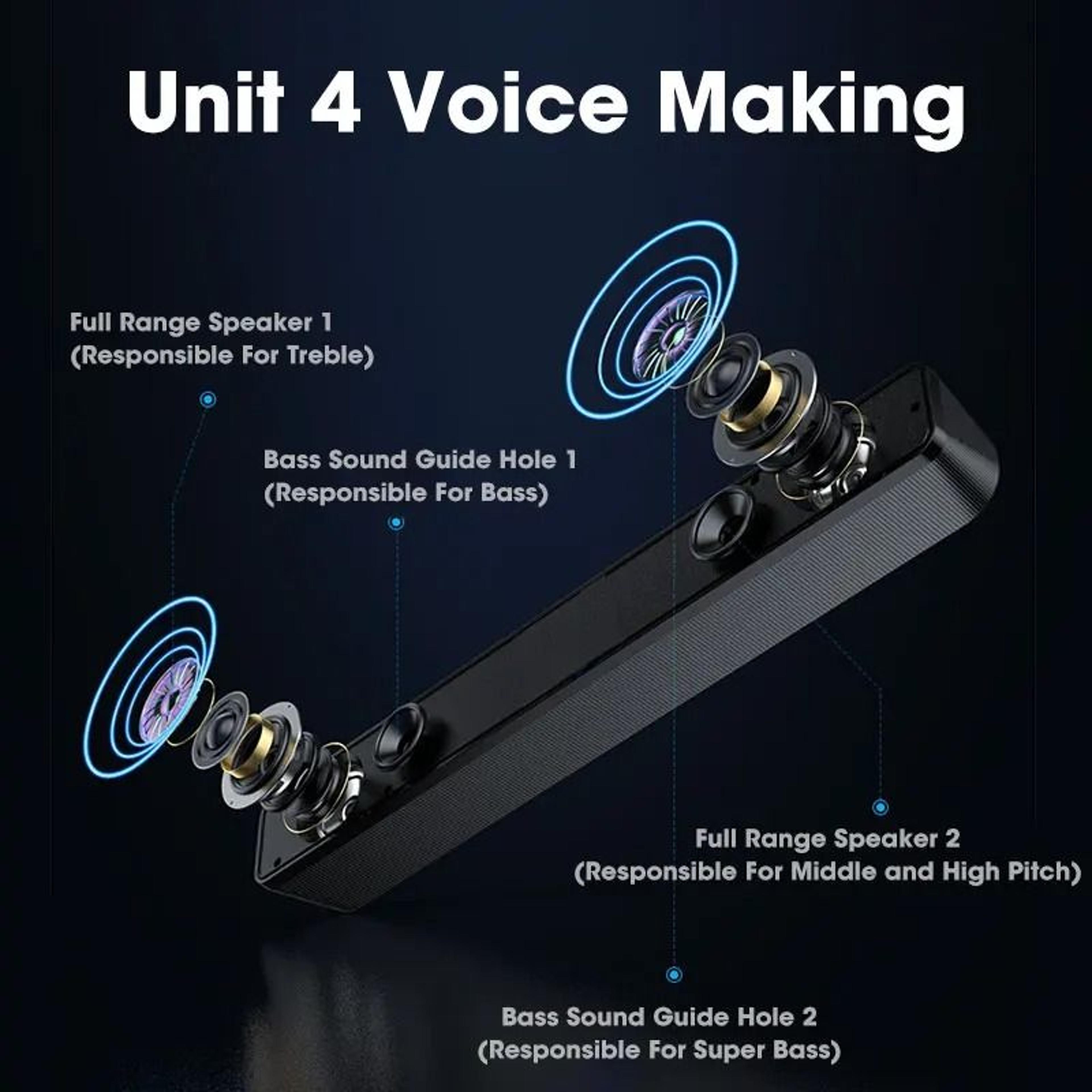 4D Surround Soundbar With Stereo Bass And Wired Or Bluetooth Options 5