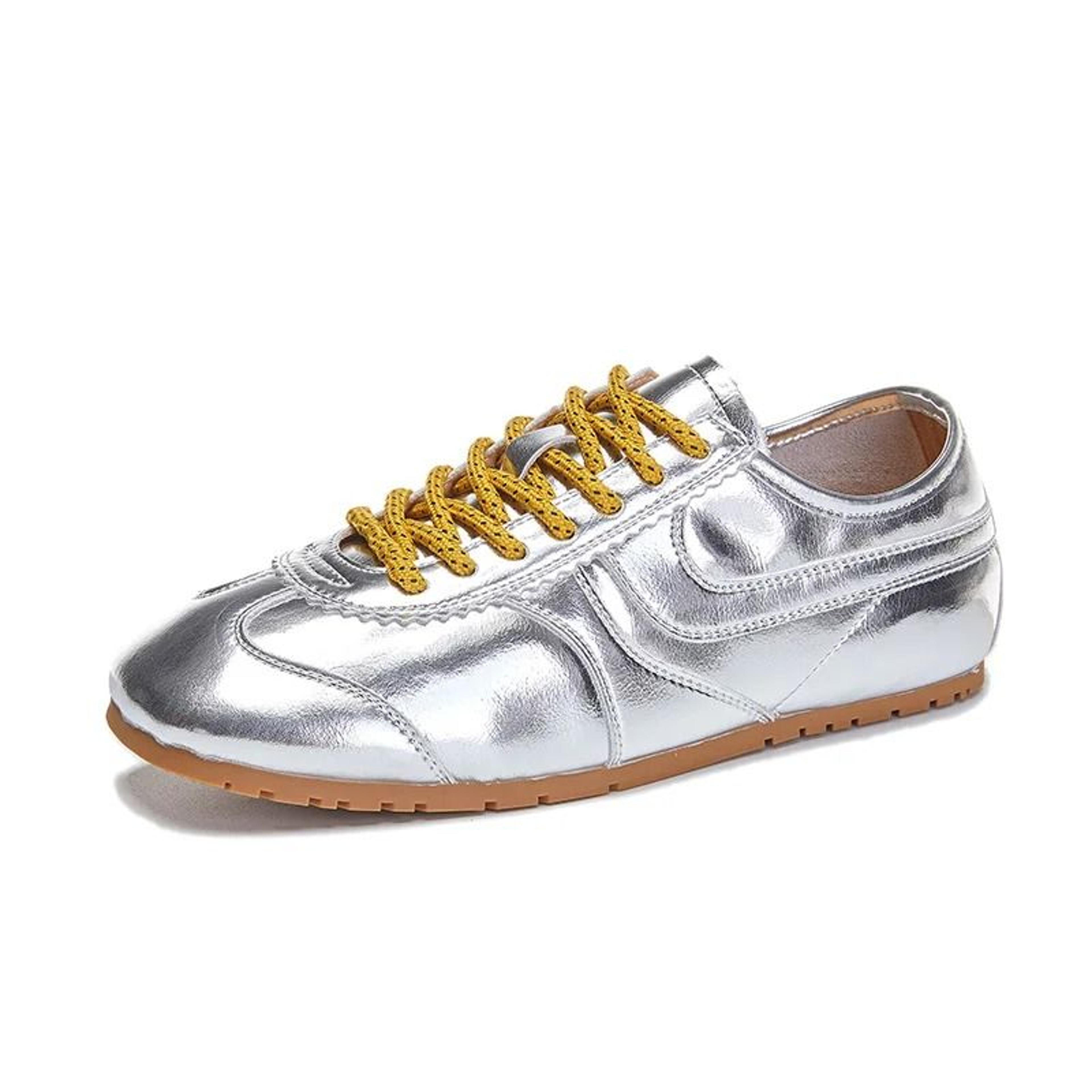 Womens Retro German Training Sneakers Genuine Leather Flat LaceUp Shoes 12
