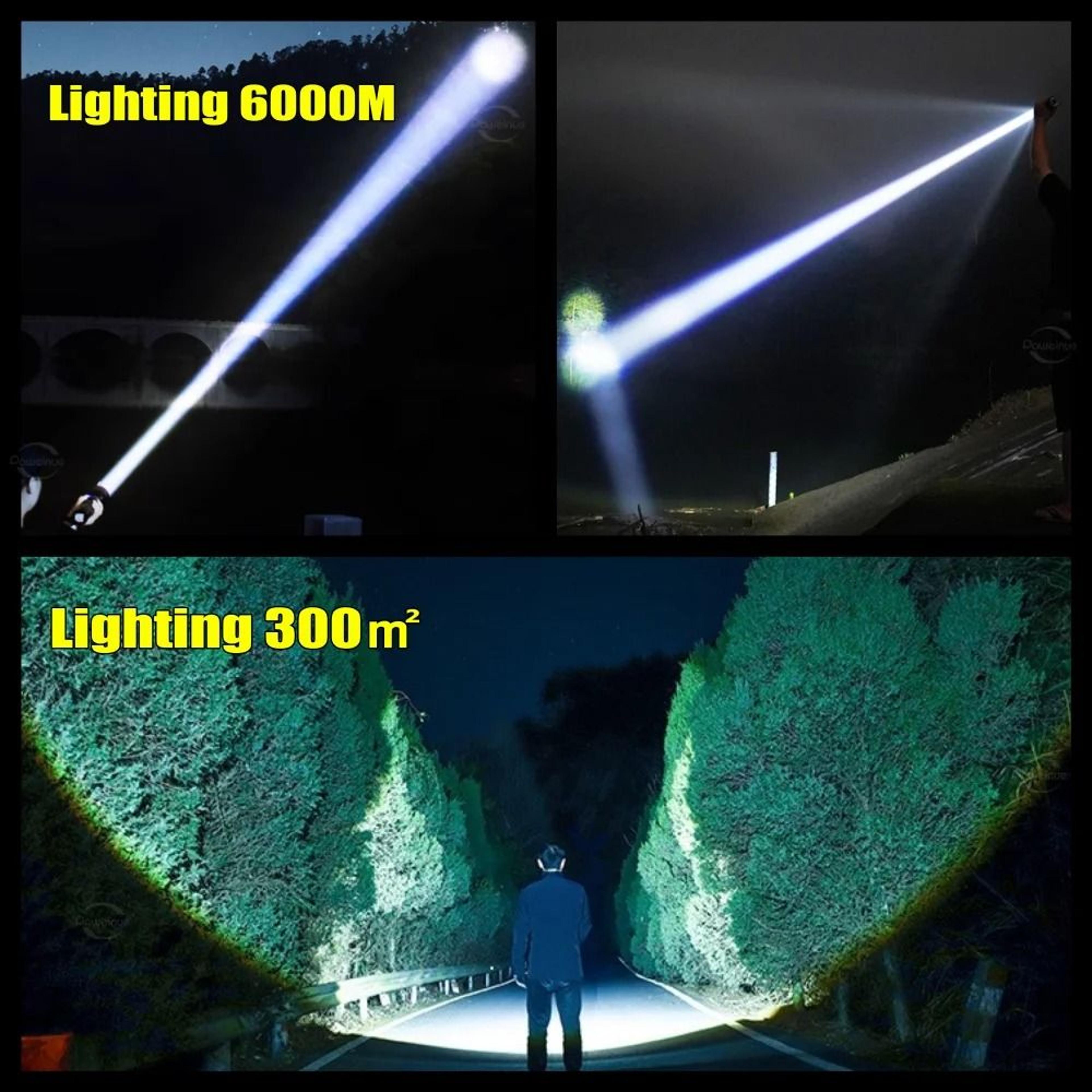 Ultra Bright Long Range LED Flashlight Rechargeable Tactical Torch With 6000M Beam And 15000mAh Bat 3