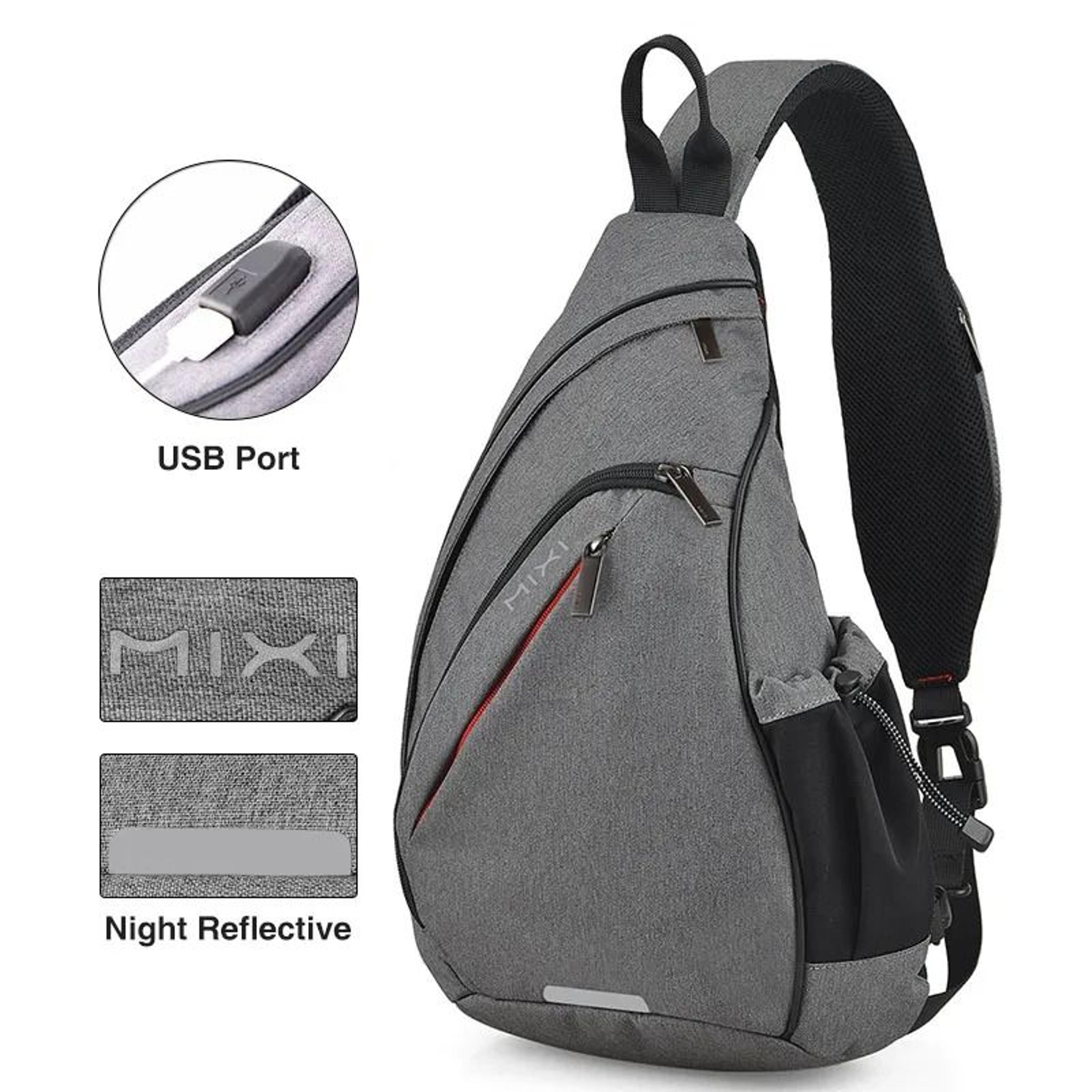 Sling Crossbody Backpack With USB Charging Port Waterproof Shoulder Bag 2