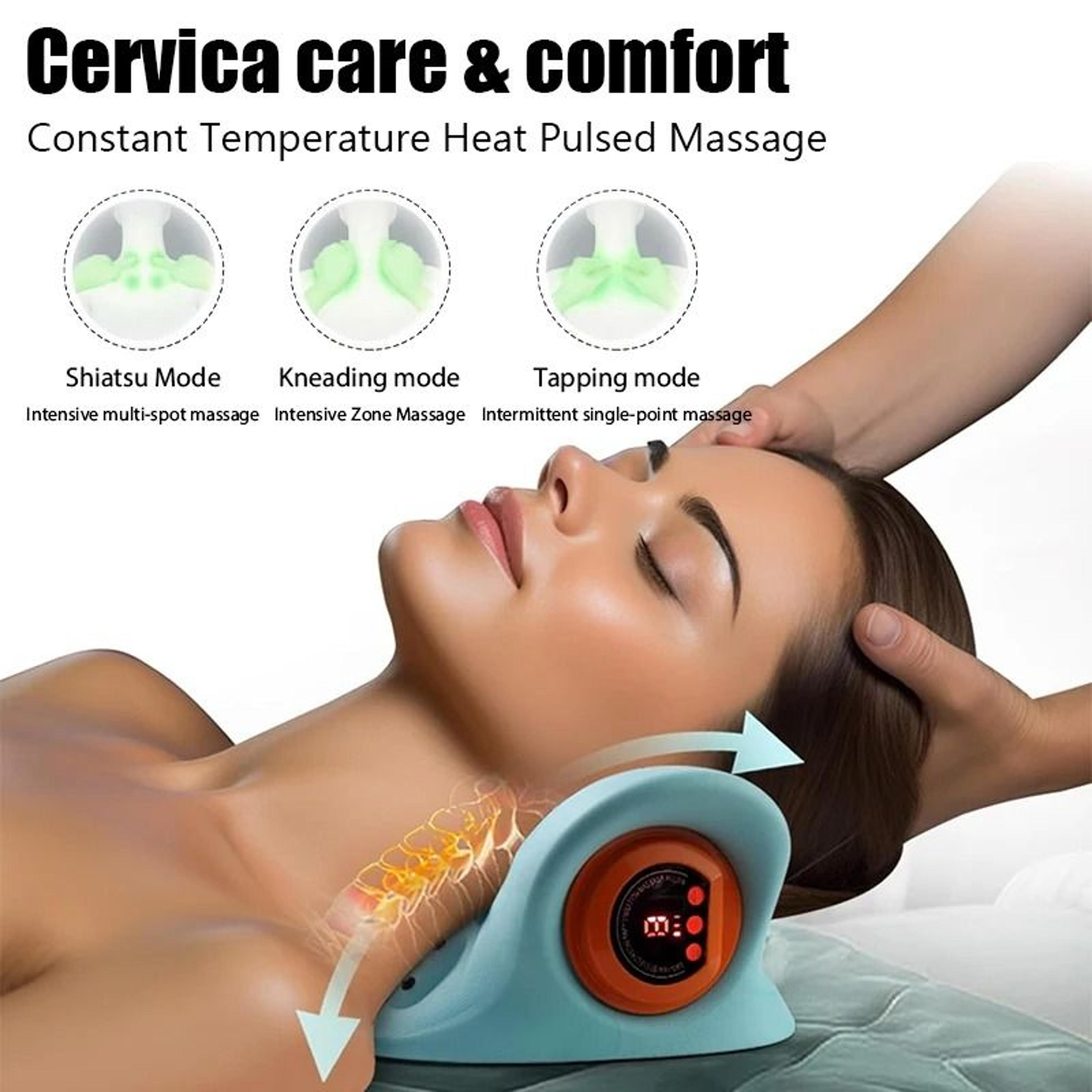 Electric Cervical Neck Massager With Traction Pillow And Acupoint Therapy 4