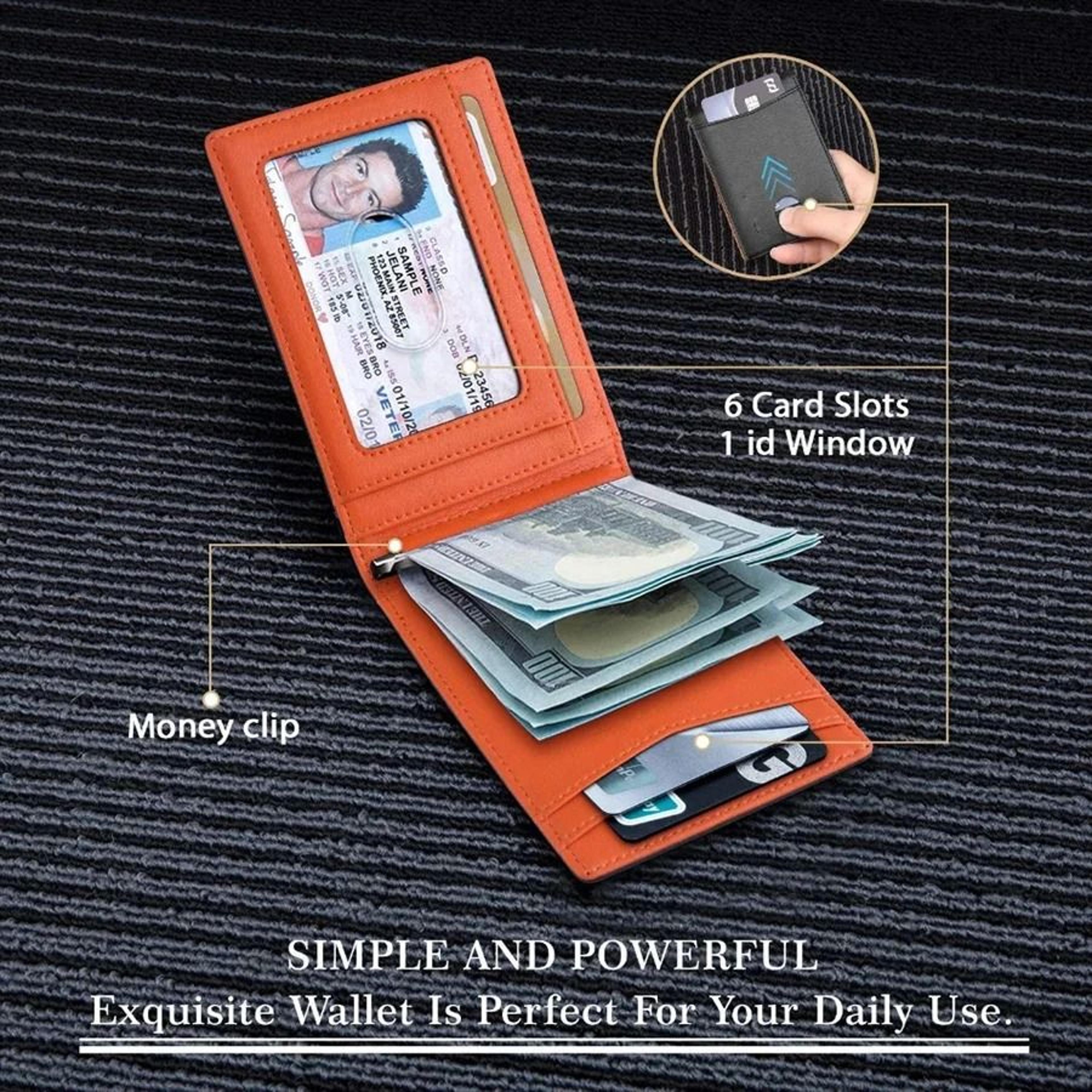 Synthetic Leather Slim Smart Wallet For Men Credit Card Holder Money Clip 3