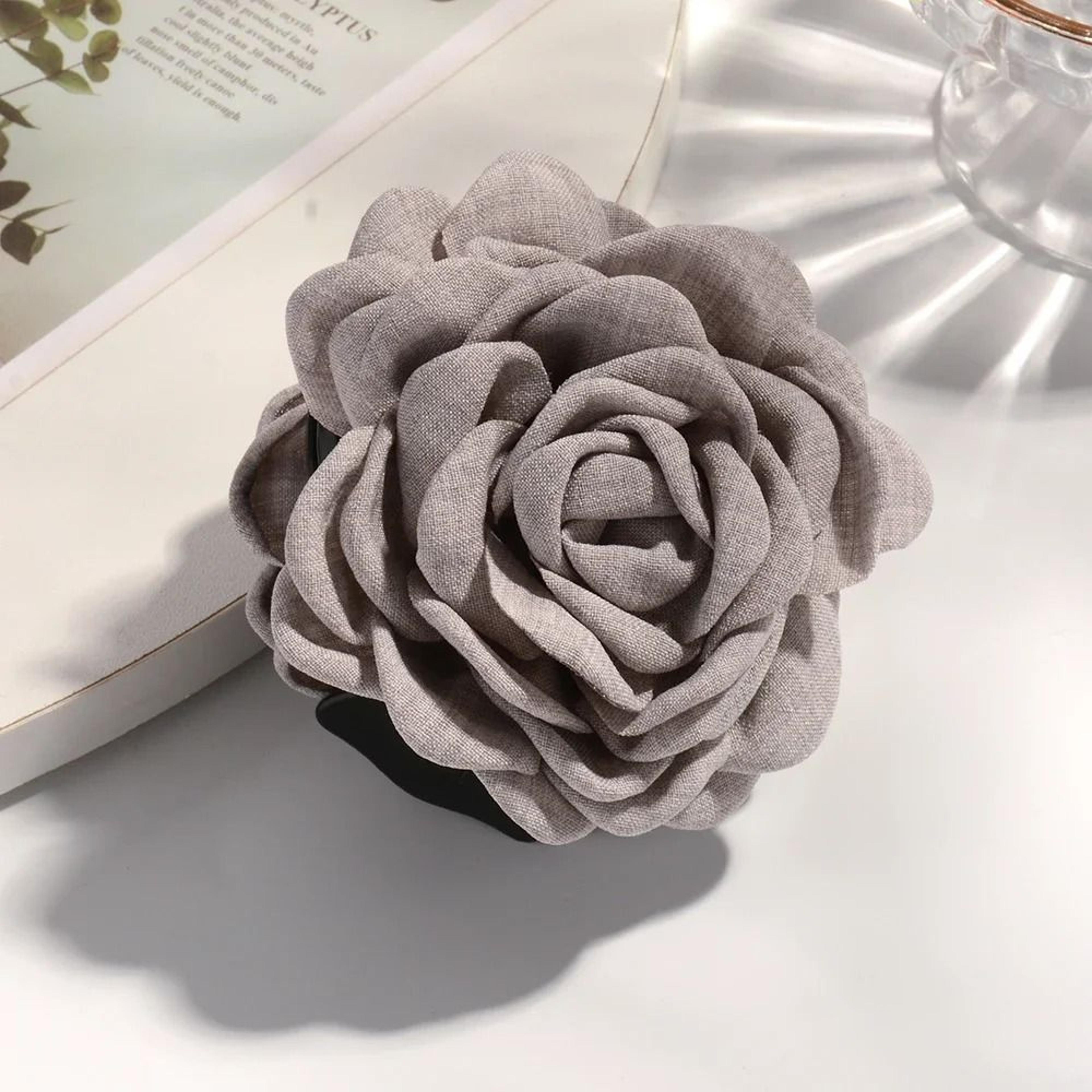 Cotton Rose Flower Hair Claw Clip  16 Colors Medium Size Shark Clamp For Women 11