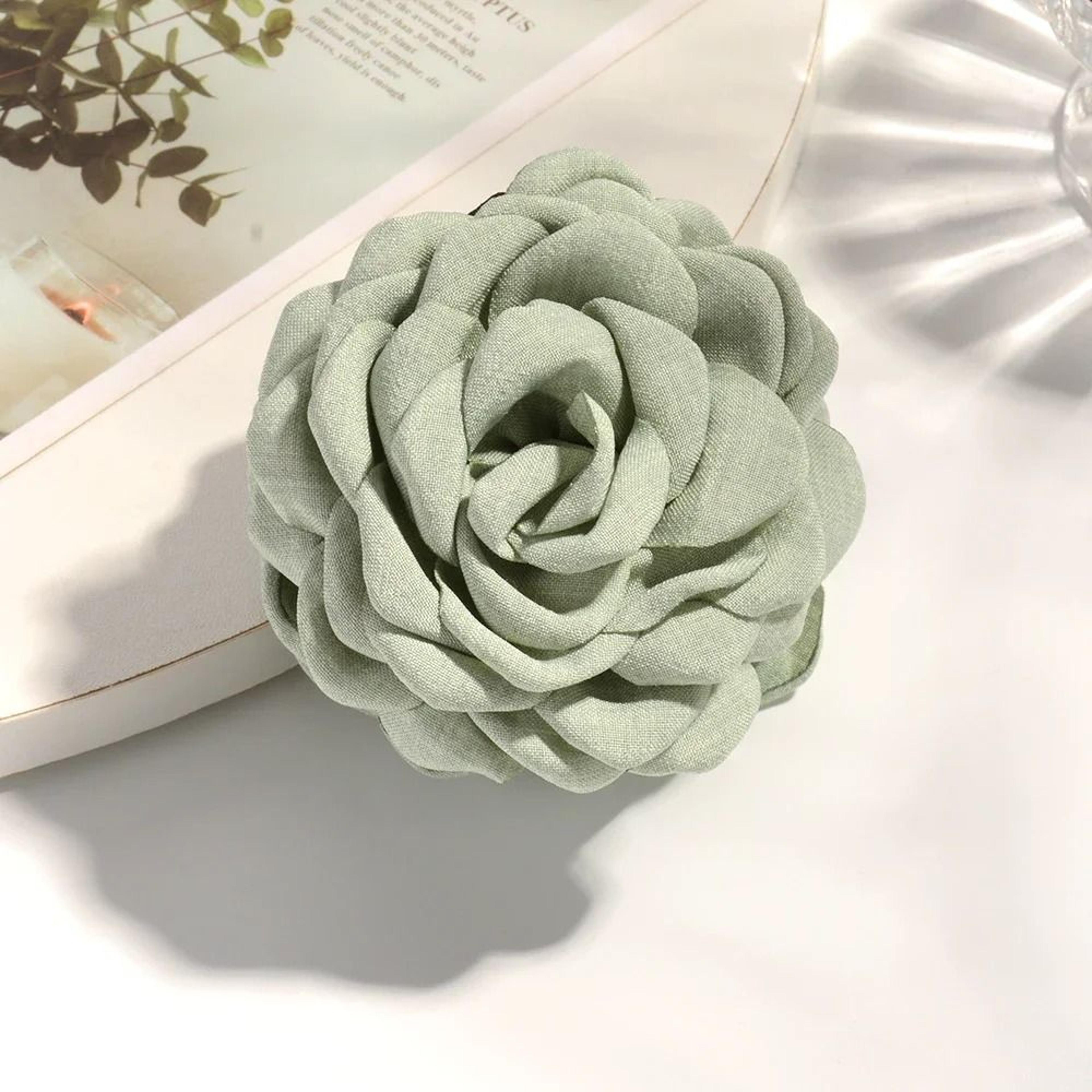 Cotton Rose Flower Hair Claw Clip  16 Colors Medium Size Shark Clamp For Women 17