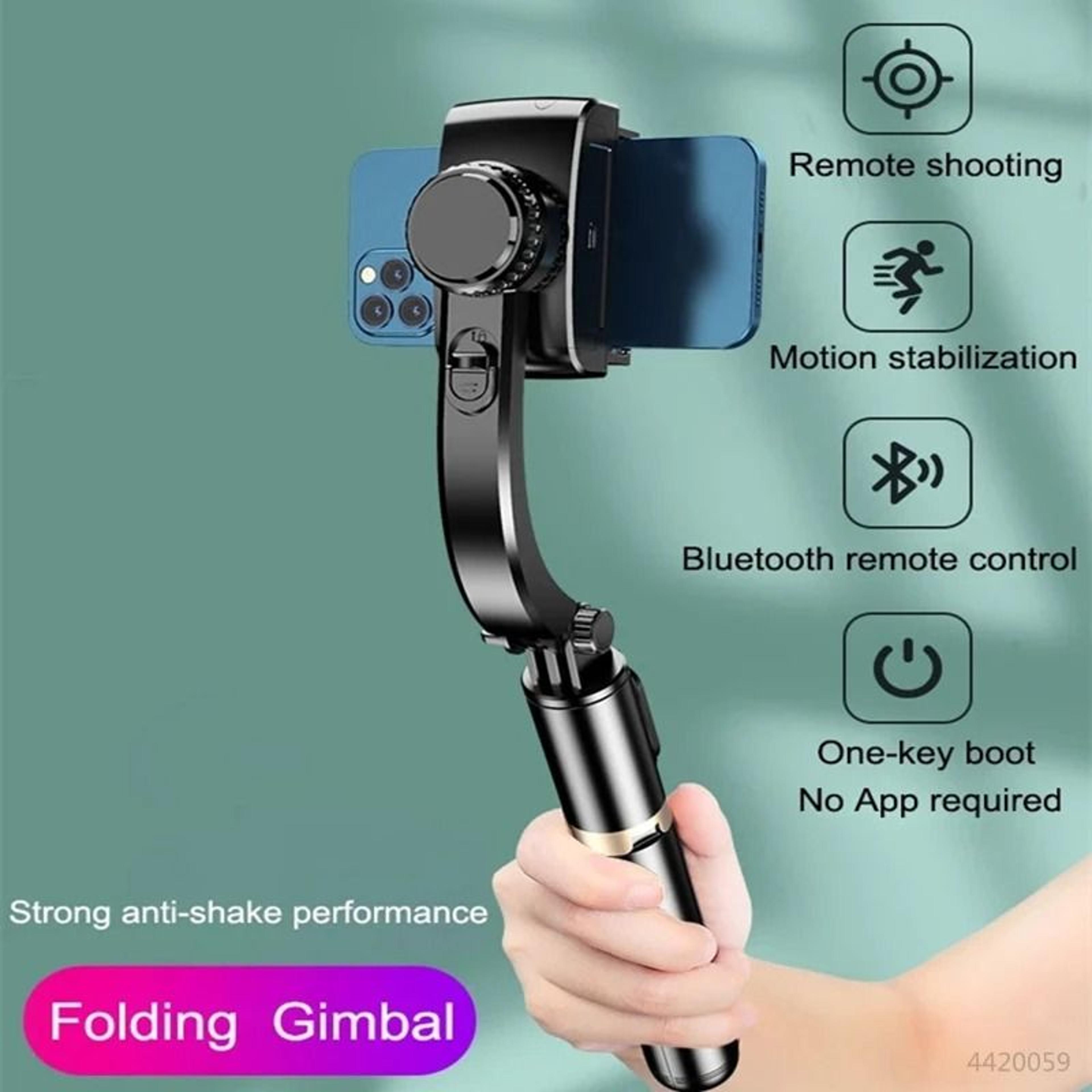 gimbal stabilizer selfie stick foldable wireless tripod with bluetooth shutter for smartphones