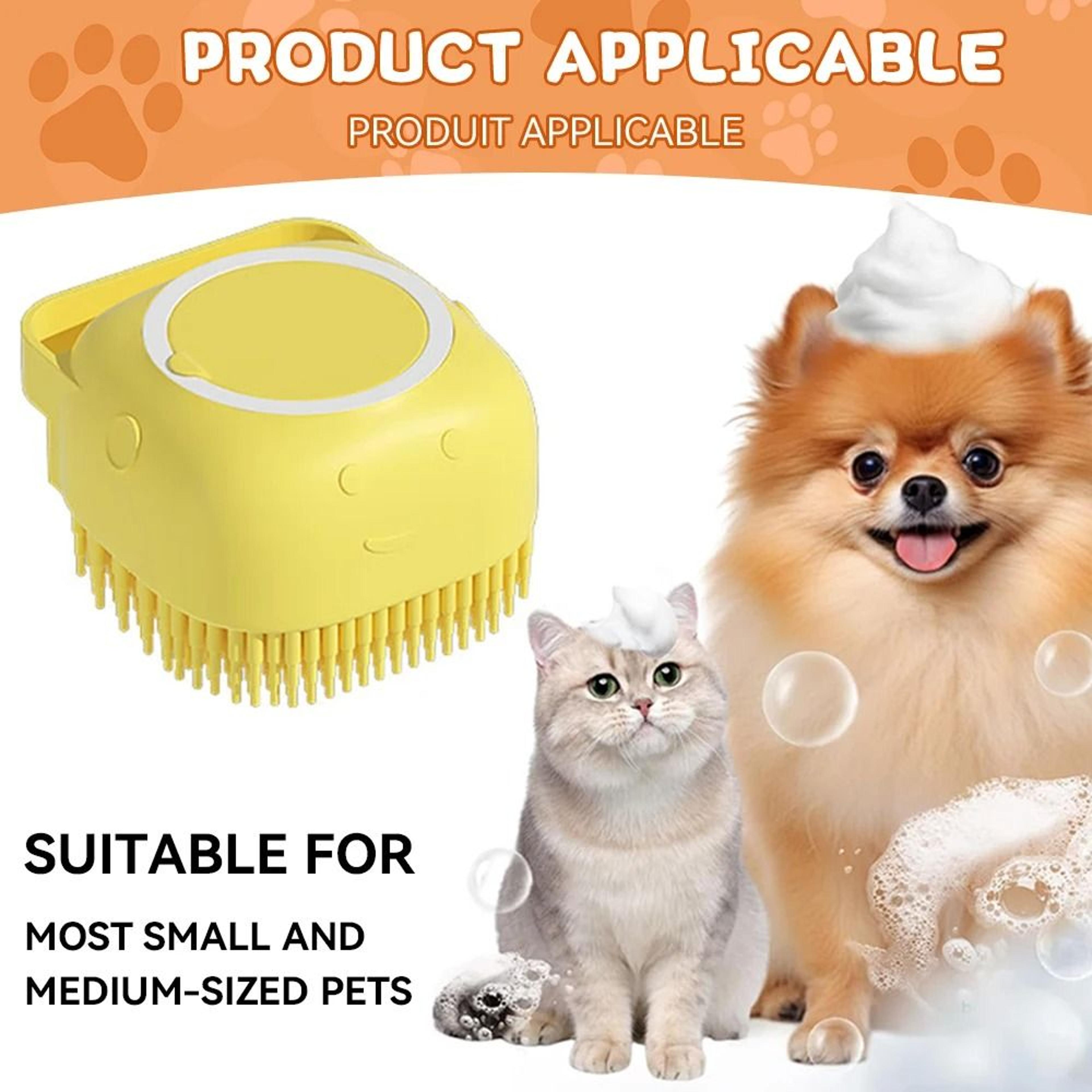 Dog Bathing Brush Pet Massage Brush With Shampoo Dispenser  Soft Silicone Rubber Bristle Grooming T 4