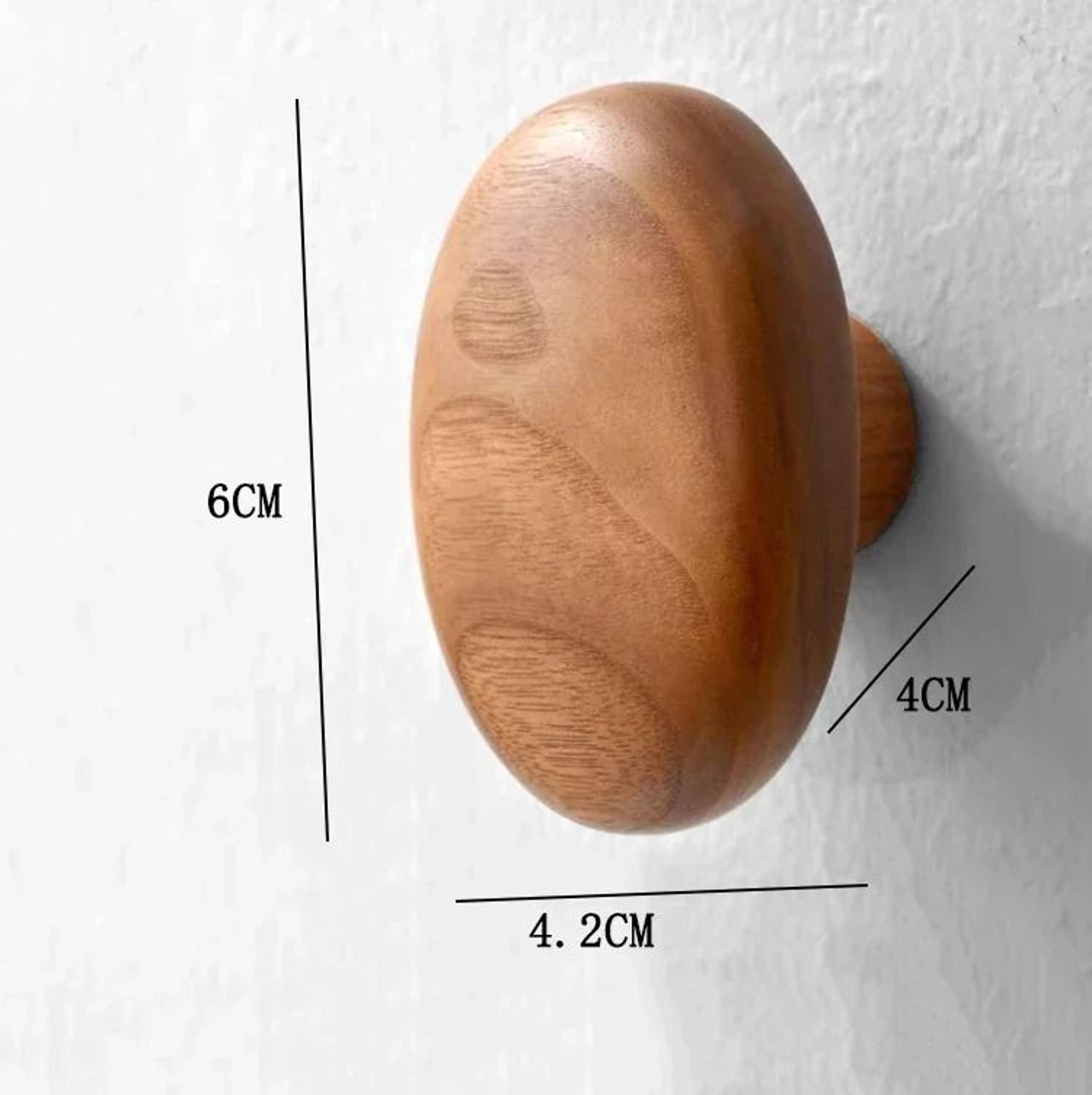 Scandinavian Solid Wood Wall Mounted Clothes Hook Pebble Shape Punch Free Door Hanger 9