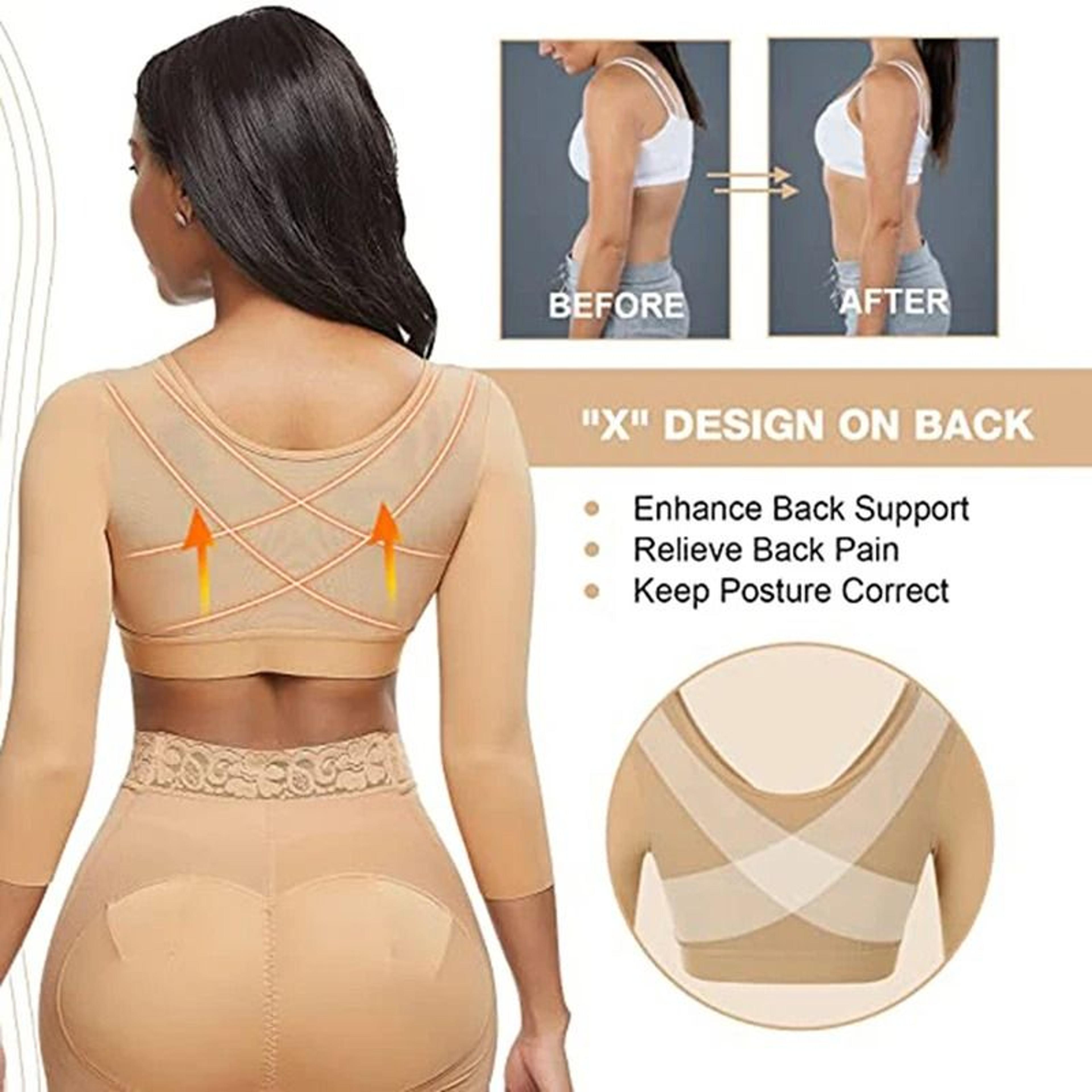 Arm Shaper With Compression Sleeves And Push Up Bra Front Closure Post Surgery Shapewear 3