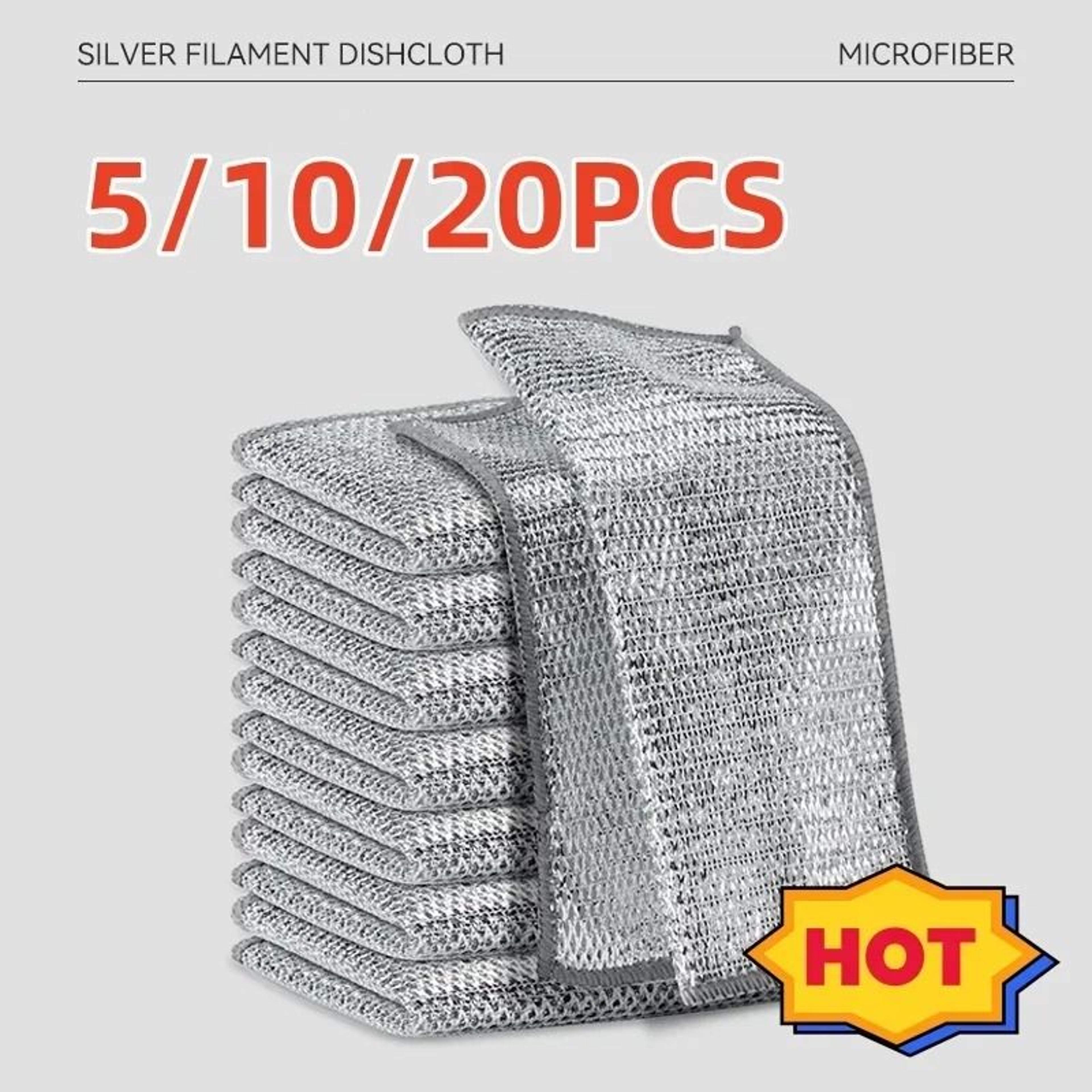 Silver Wire Cleaning Cloths 20pcs Double Sided Dishwashing Pads For Kitchen And Stovetop 9
