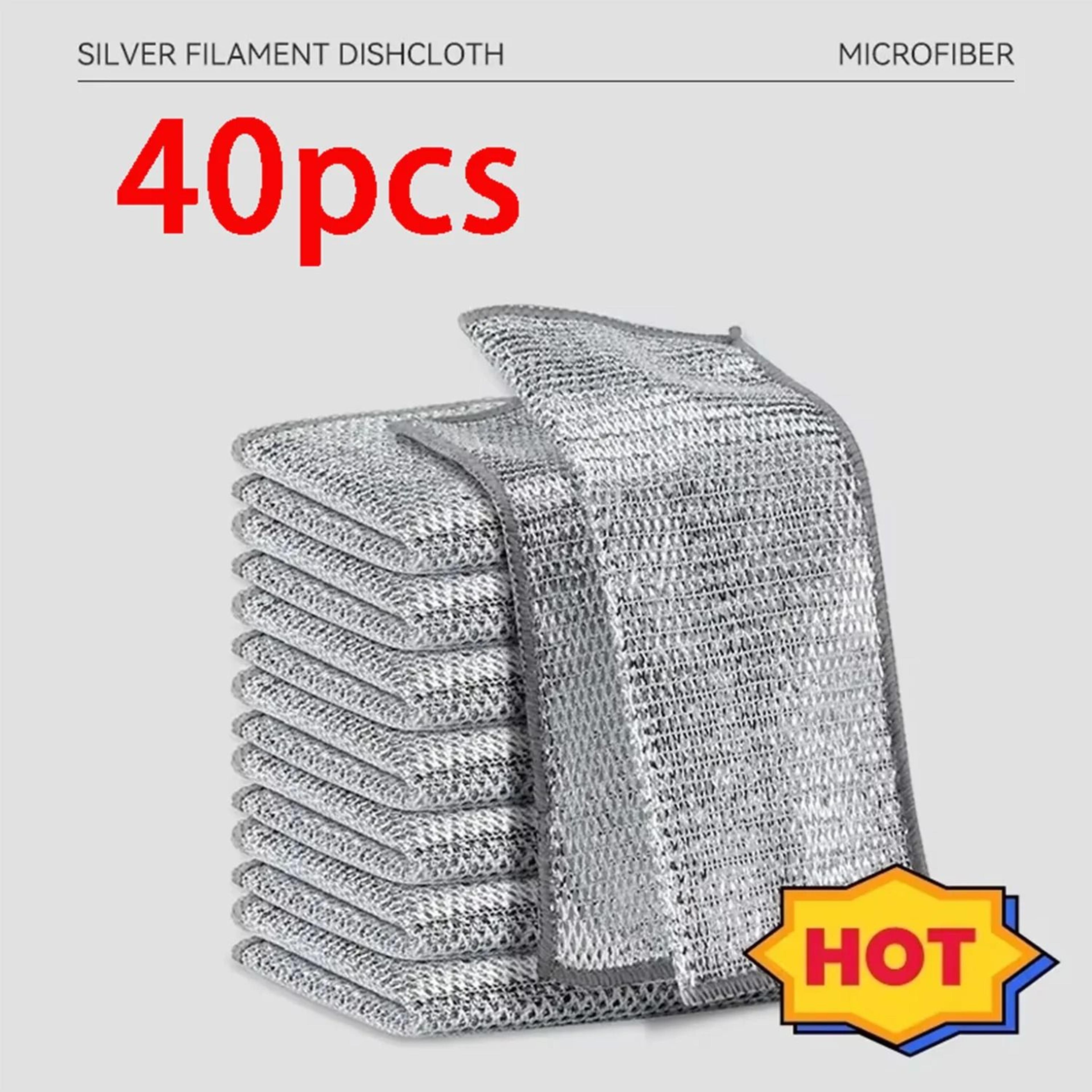 Silver Wire Cleaning Cloths 20pcs Double Sided Dishwashing Pads For Kitchen And Stovetop 11