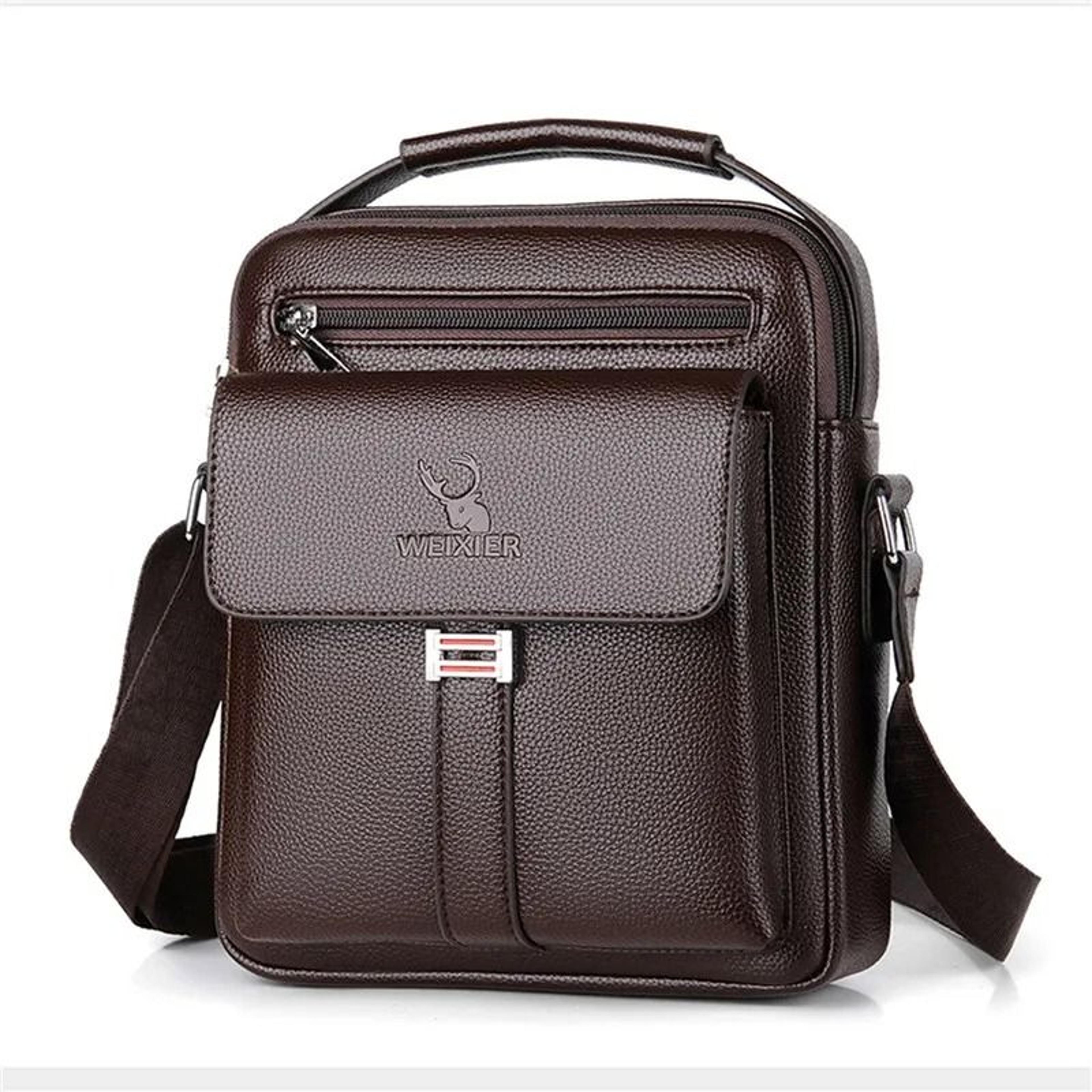 Men Crossbody Shoulder Bag Waterproof PU Leather Messenger Tote With Large Capacity 9