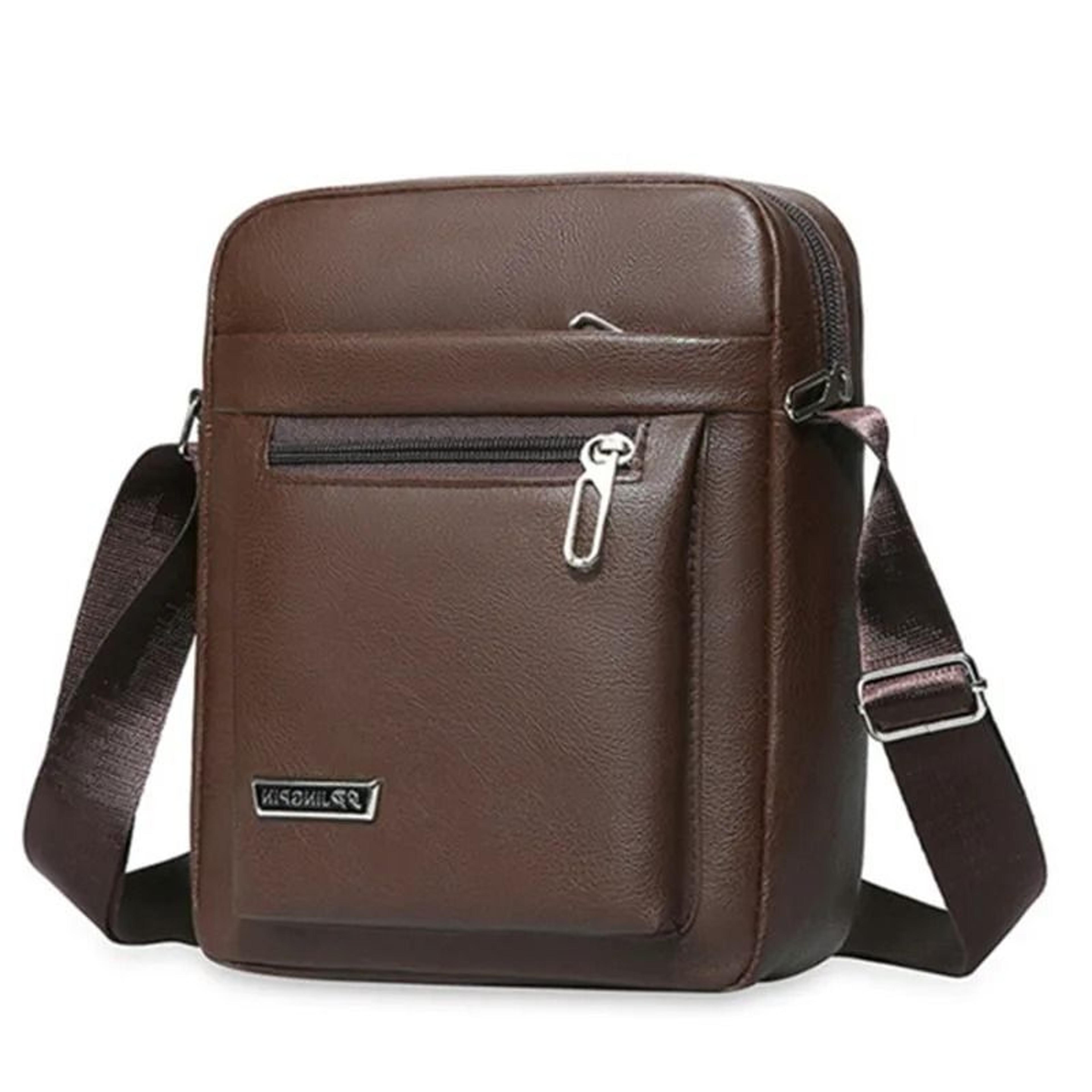 Men Crossbody Shoulder Bag Waterproof PU Leather Messenger Tote With Large Capacity 7