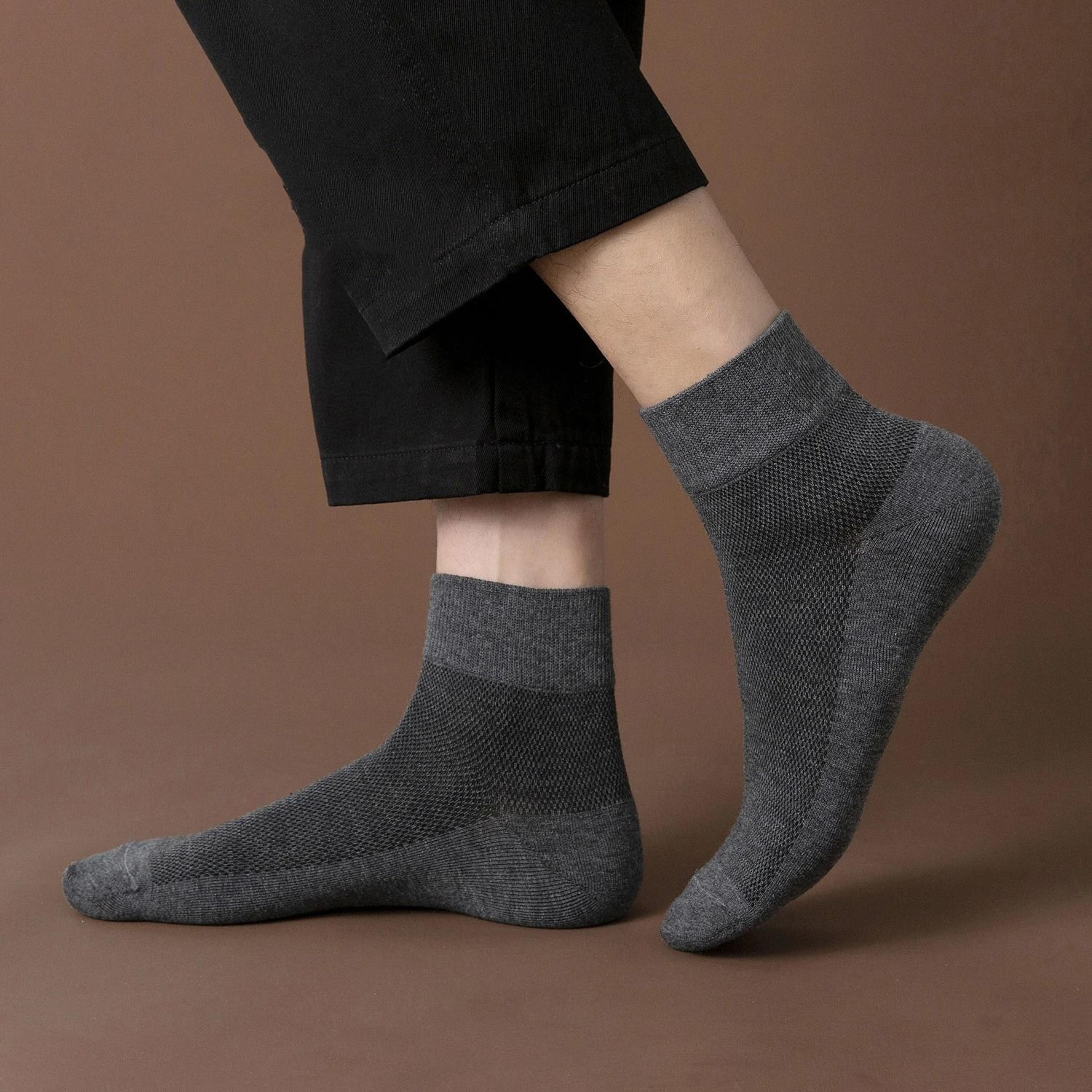 Mens Cotton Socks Pack Soft Breathable Business Dress Socks 4