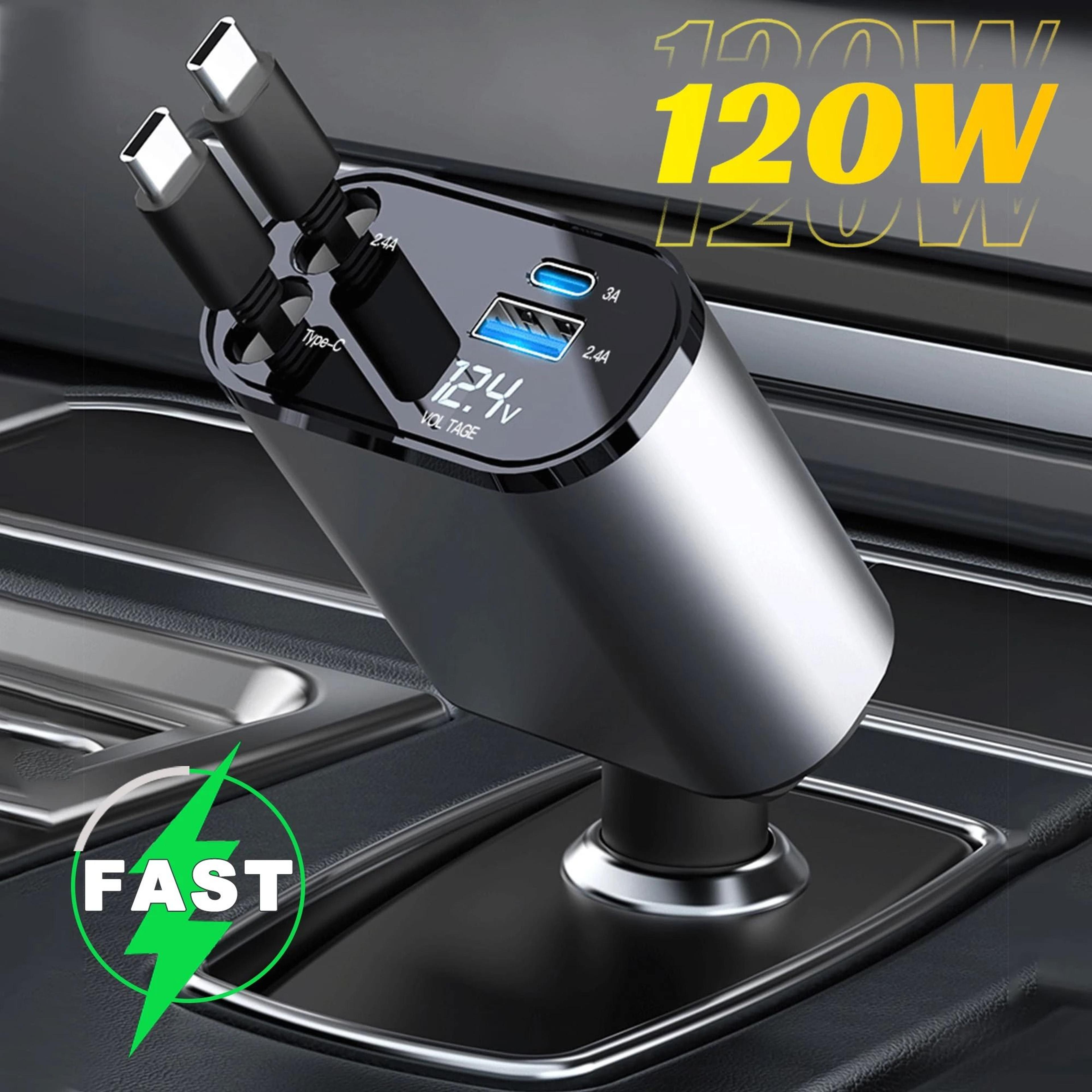 4 In 1 Retractable Car Charger Fast Charging USB PD Type C QC Adapter 1