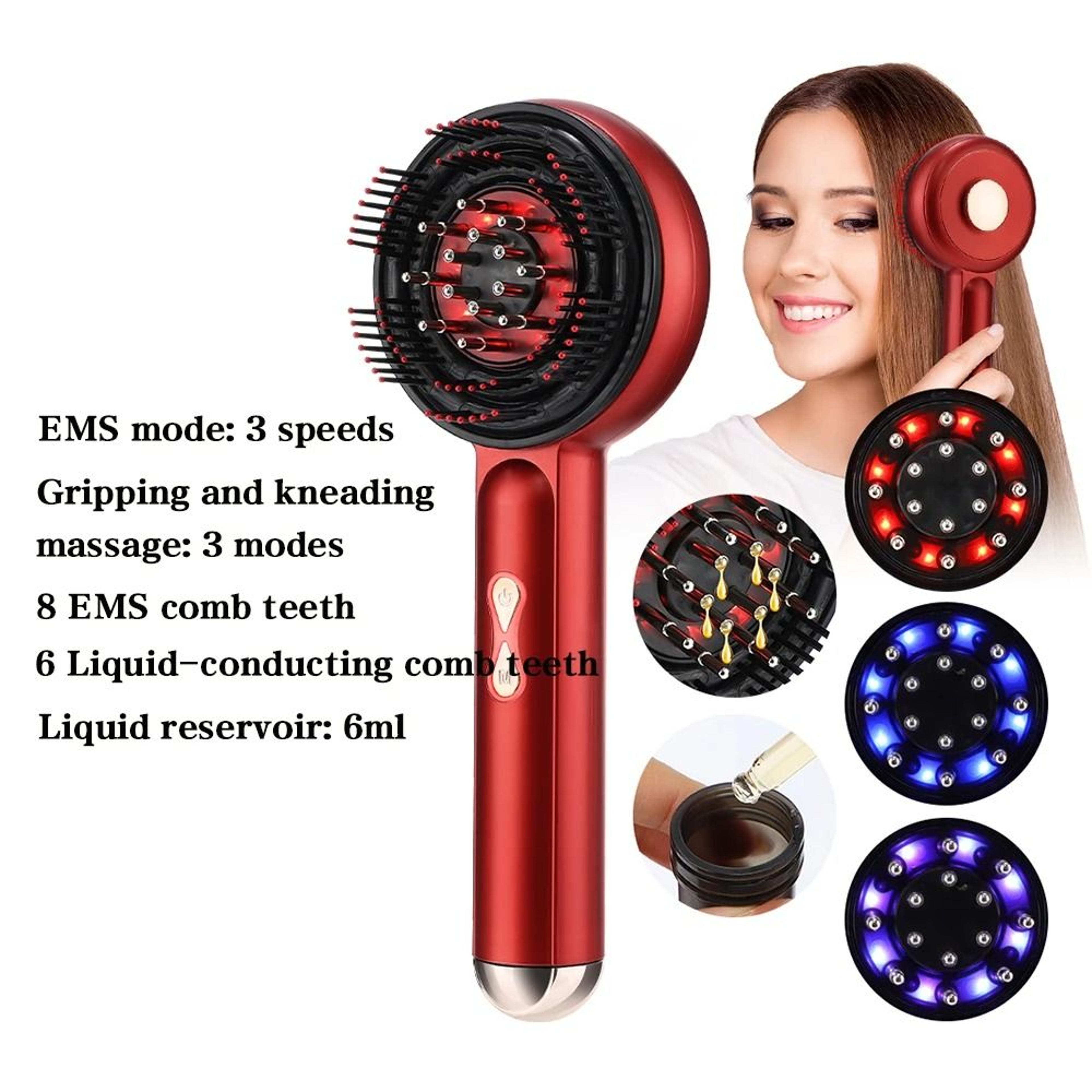 Electric Microcurrent Hair Massage Comb With Red Light Therapy And Scalp Kneading Function 7
