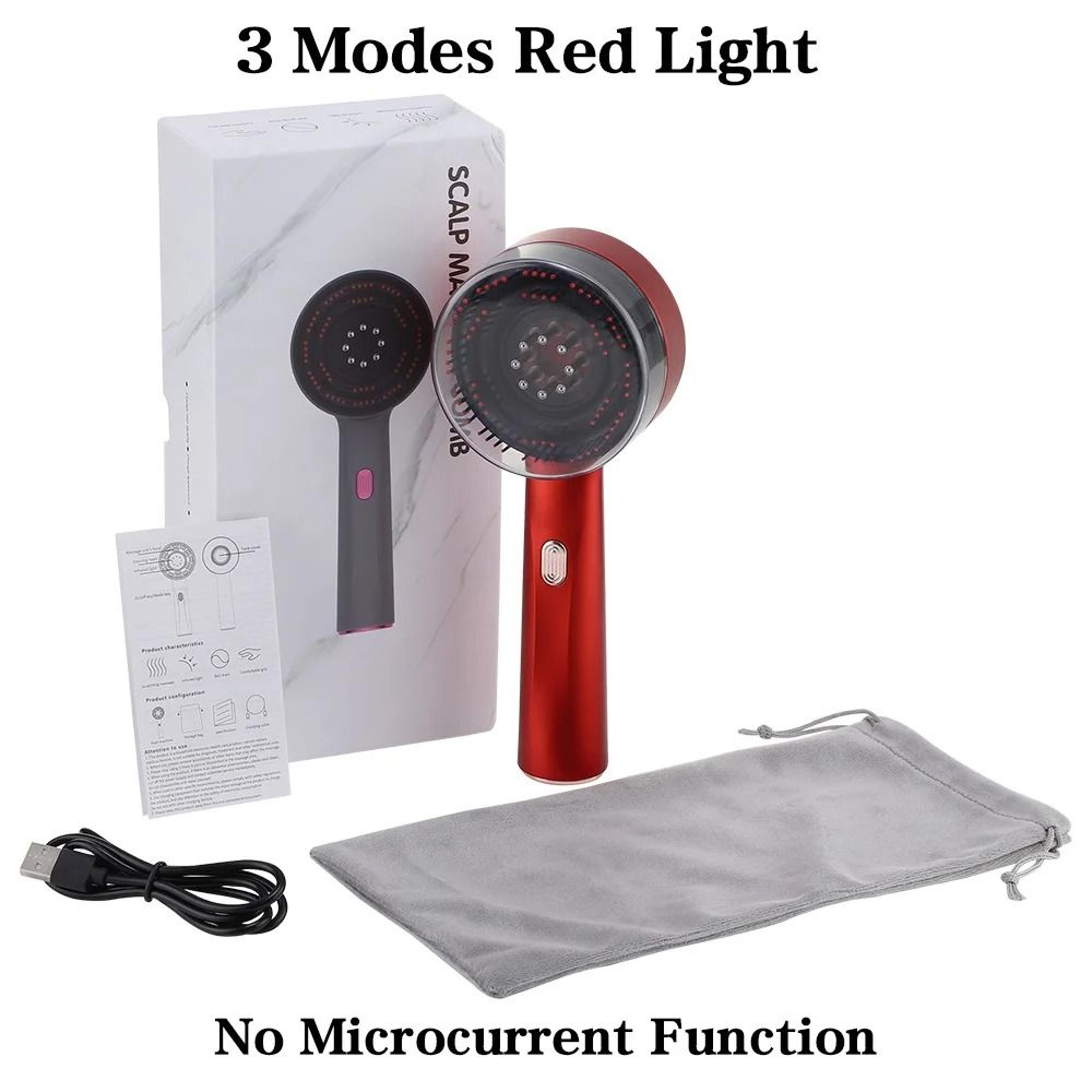 Electric Microcurrent Hair Massage Comb With Red Light Therapy And Scalp Kneading Function 8