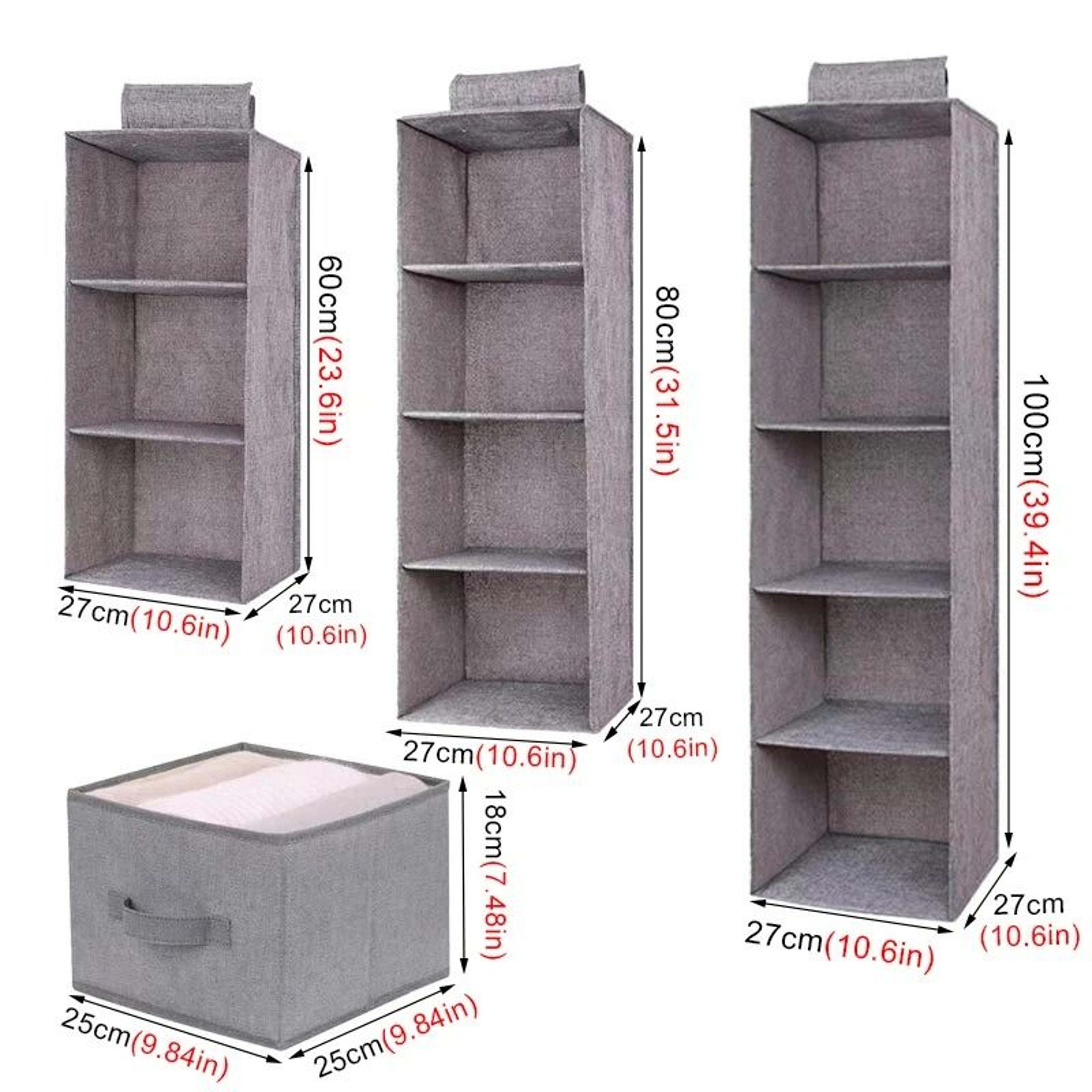 Hanging Closet Organizer With Drawers Foldable Clothes Storage Shelves 3