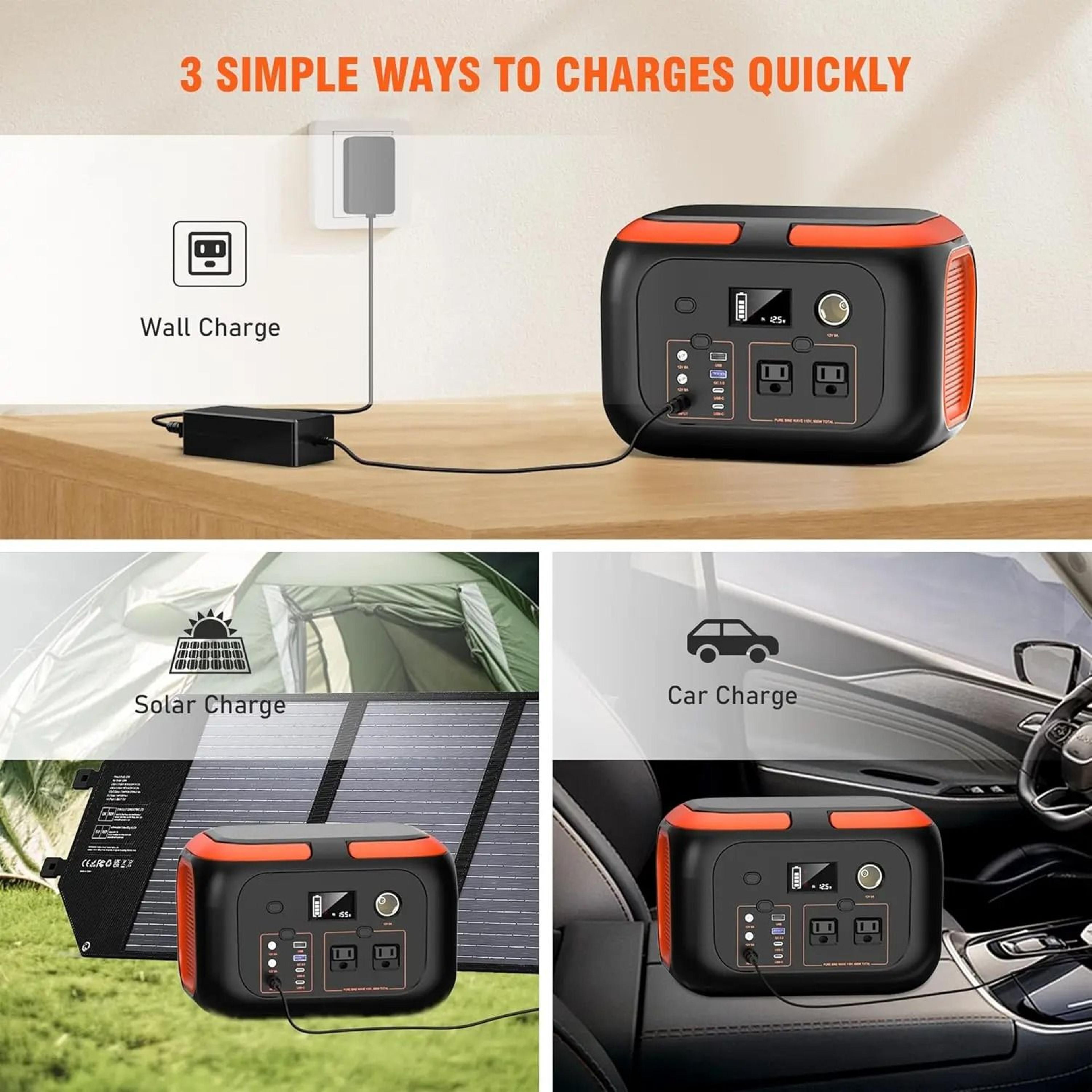 Portable Power Station With AC Outlets And Solar Charging For Camping Travel And Home Backup 120W   2