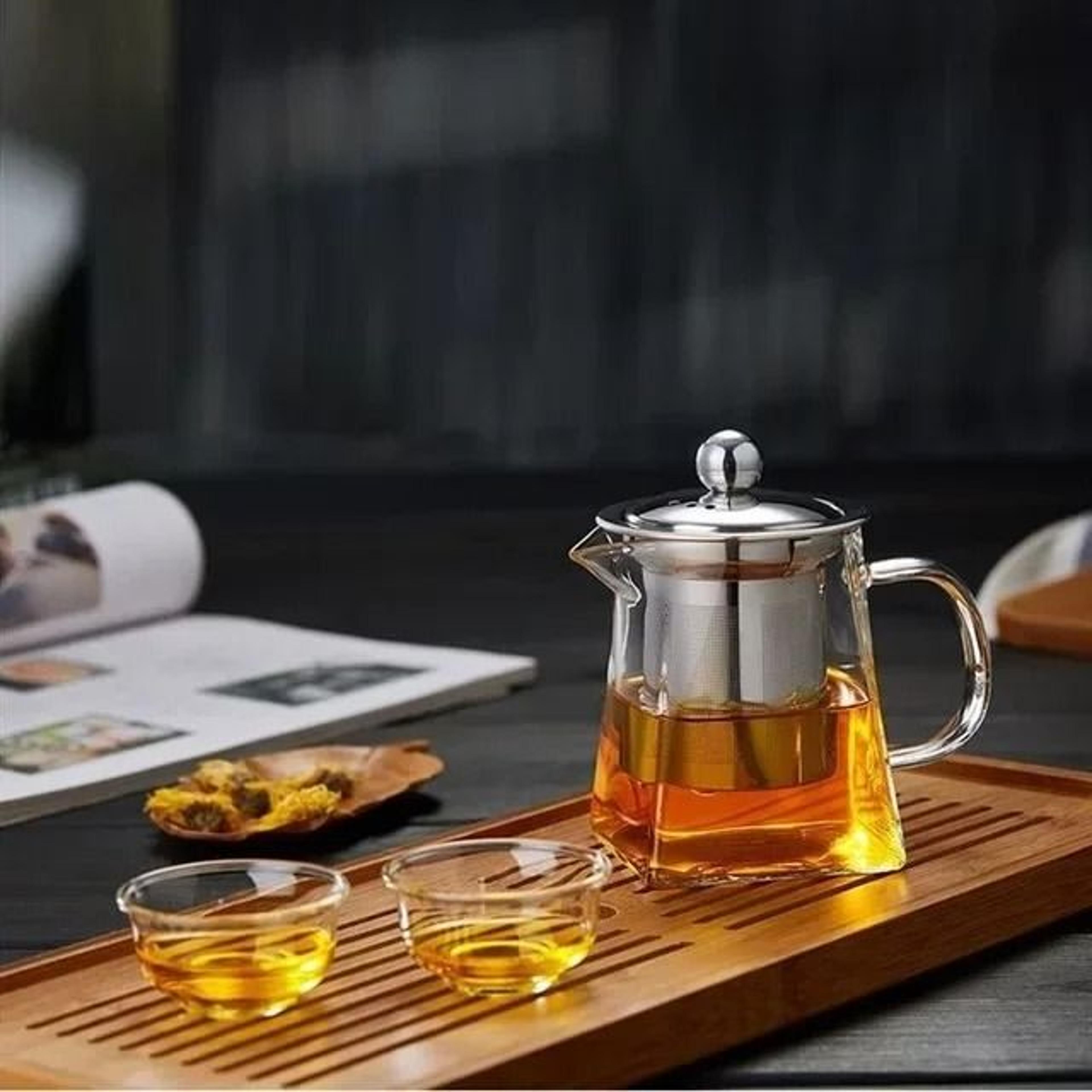 Heat Resistant Glass Teapot With Stainless Steel Infuser And Filter Basket 1