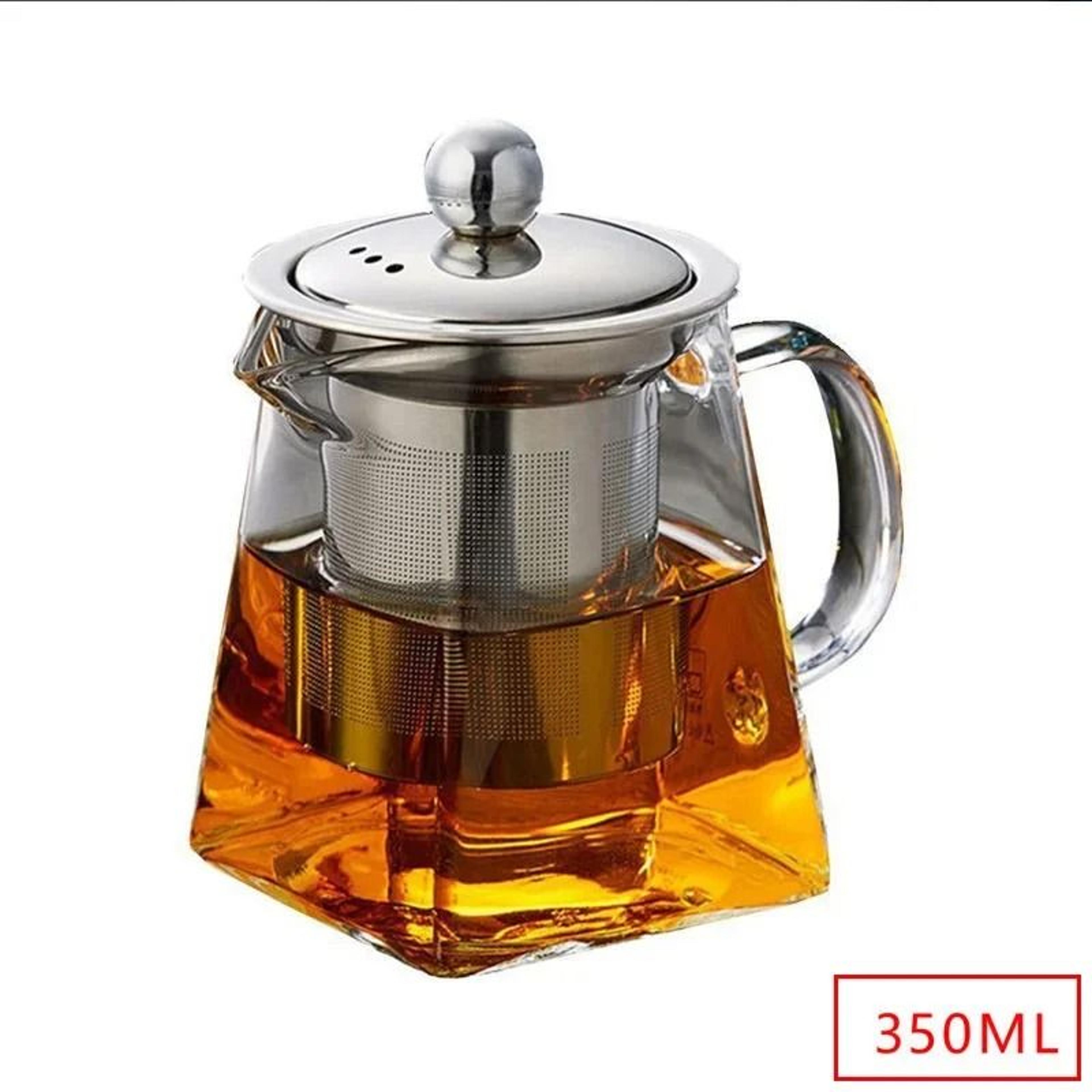 Heat Resistant Glass Teapot With Stainless Steel Infuser And Filter Basket 6