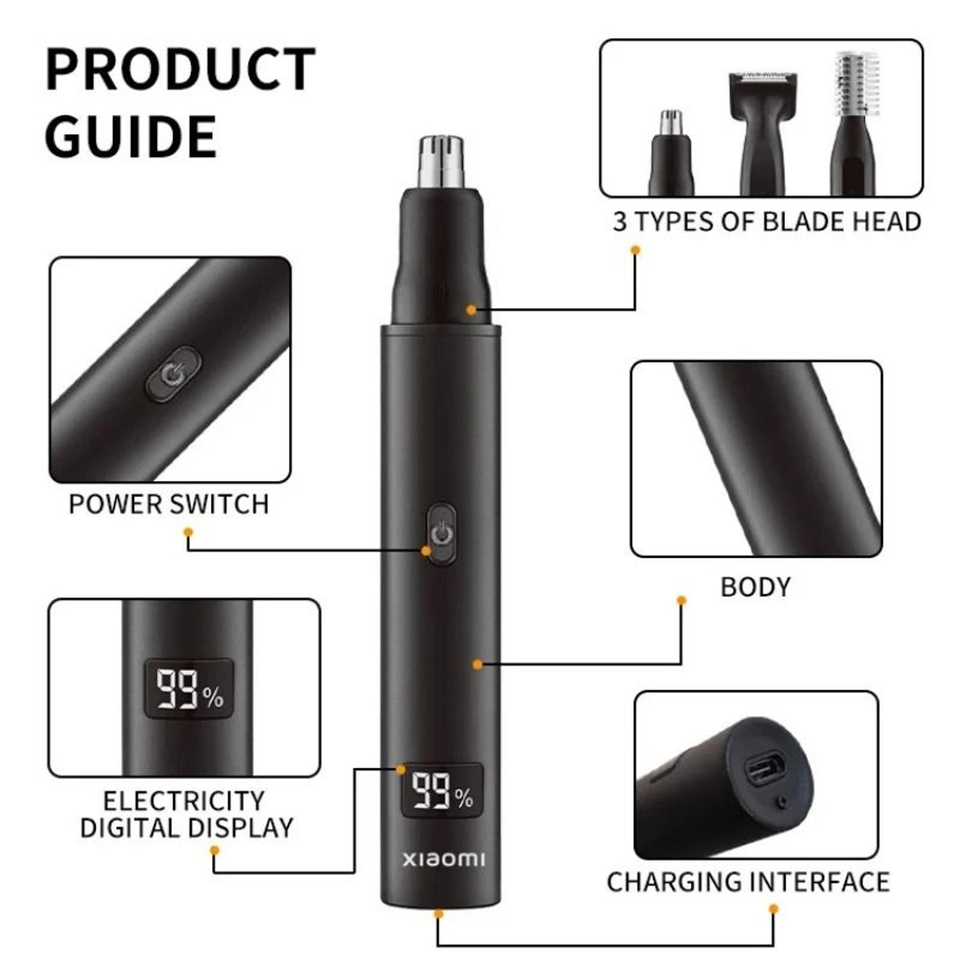 3 In 1 Electric Nose Ear Hair Trimmer For Men Rechargeable Grooming Kit 4