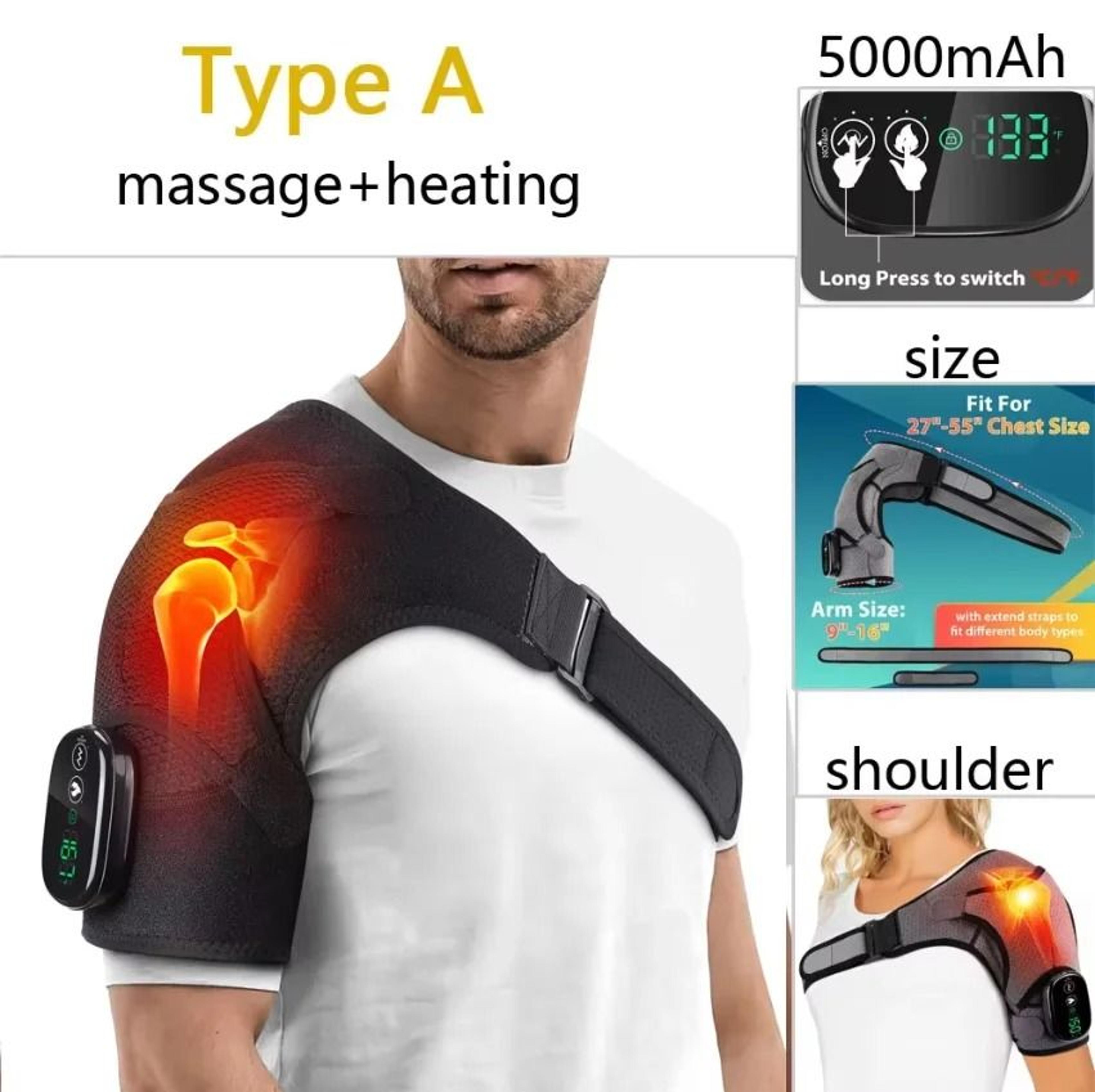 Electric Heated Shoulder Brace With Adjustable Temperature And Massage Support 7