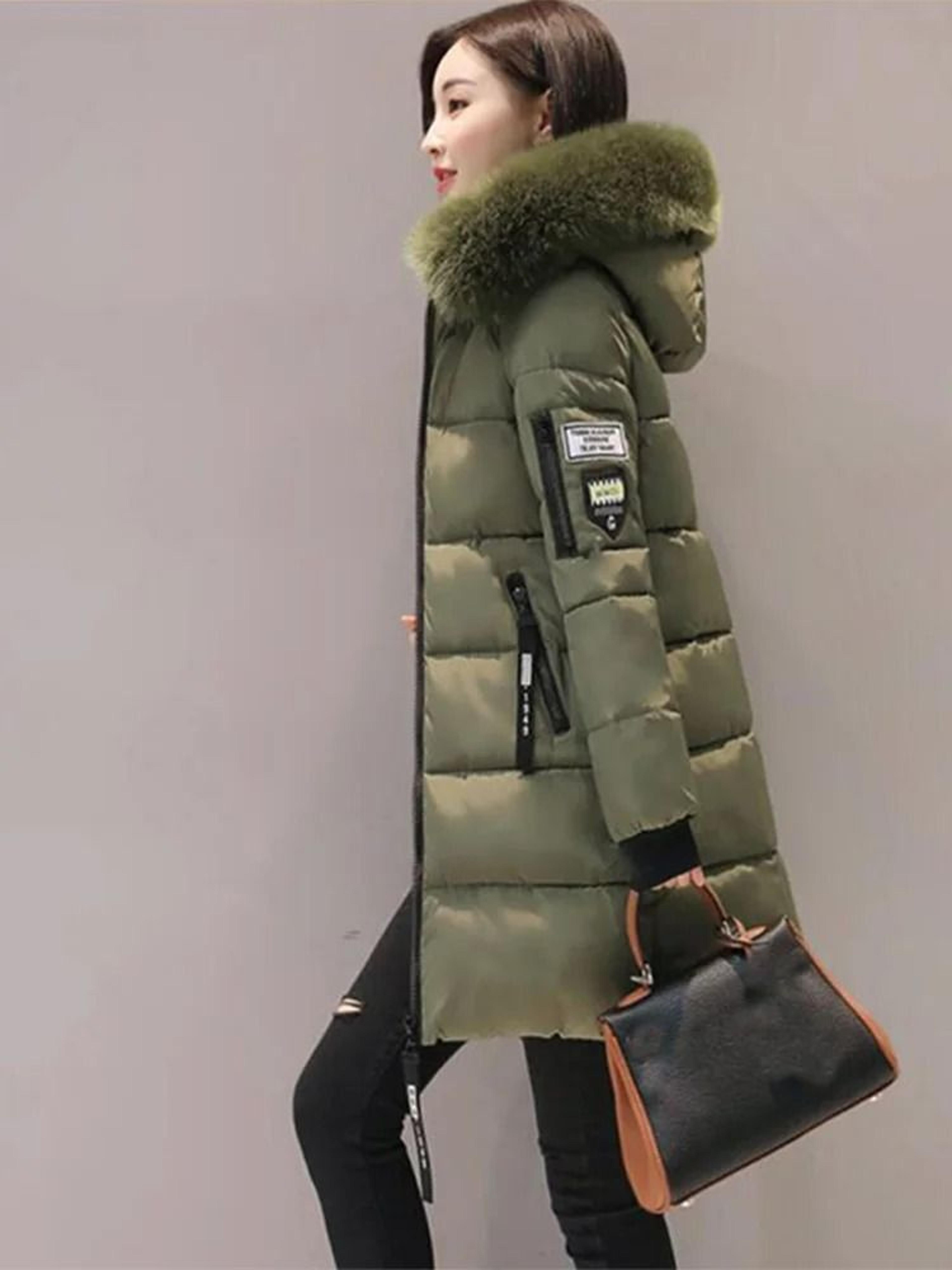 Womens Winter Fur Collar Hooded Parka Coat 10