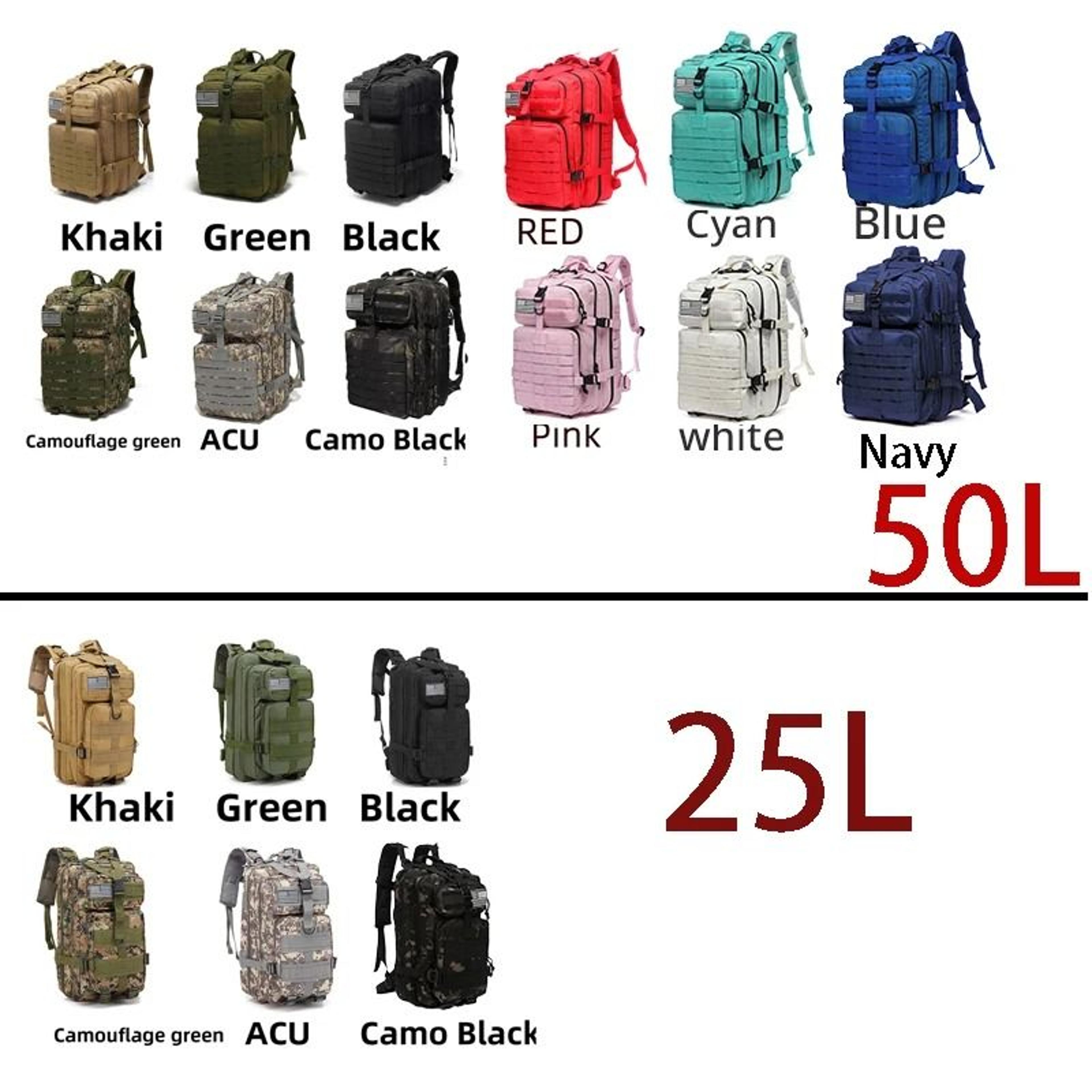 Waterproof Tactical Hiking Backpack For Outdoor Adventure 25L  50L 2