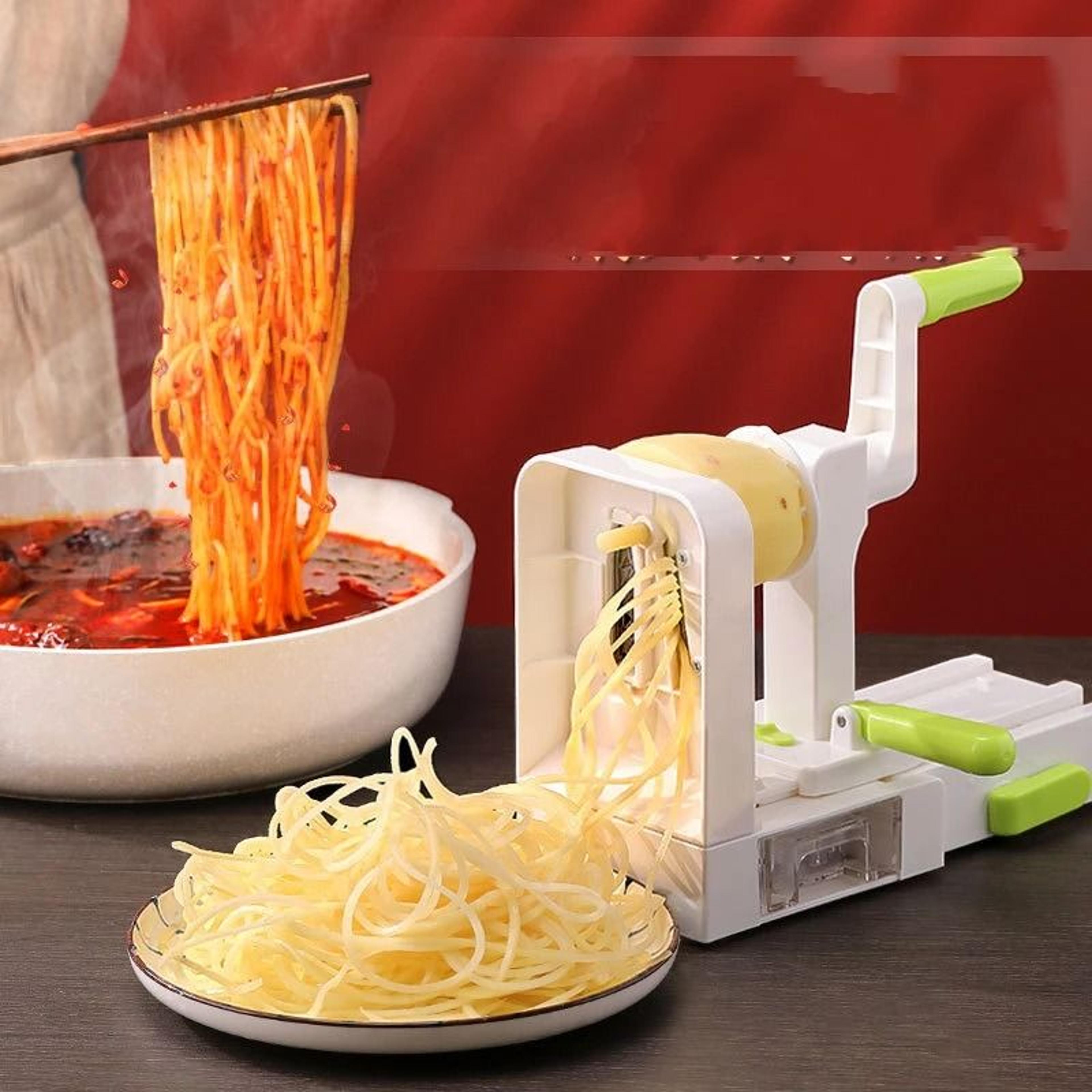 Stainless Steel Potato Noodle Maker And Vegetable Spiralizer With Foldable Design And Rotary Grater 1