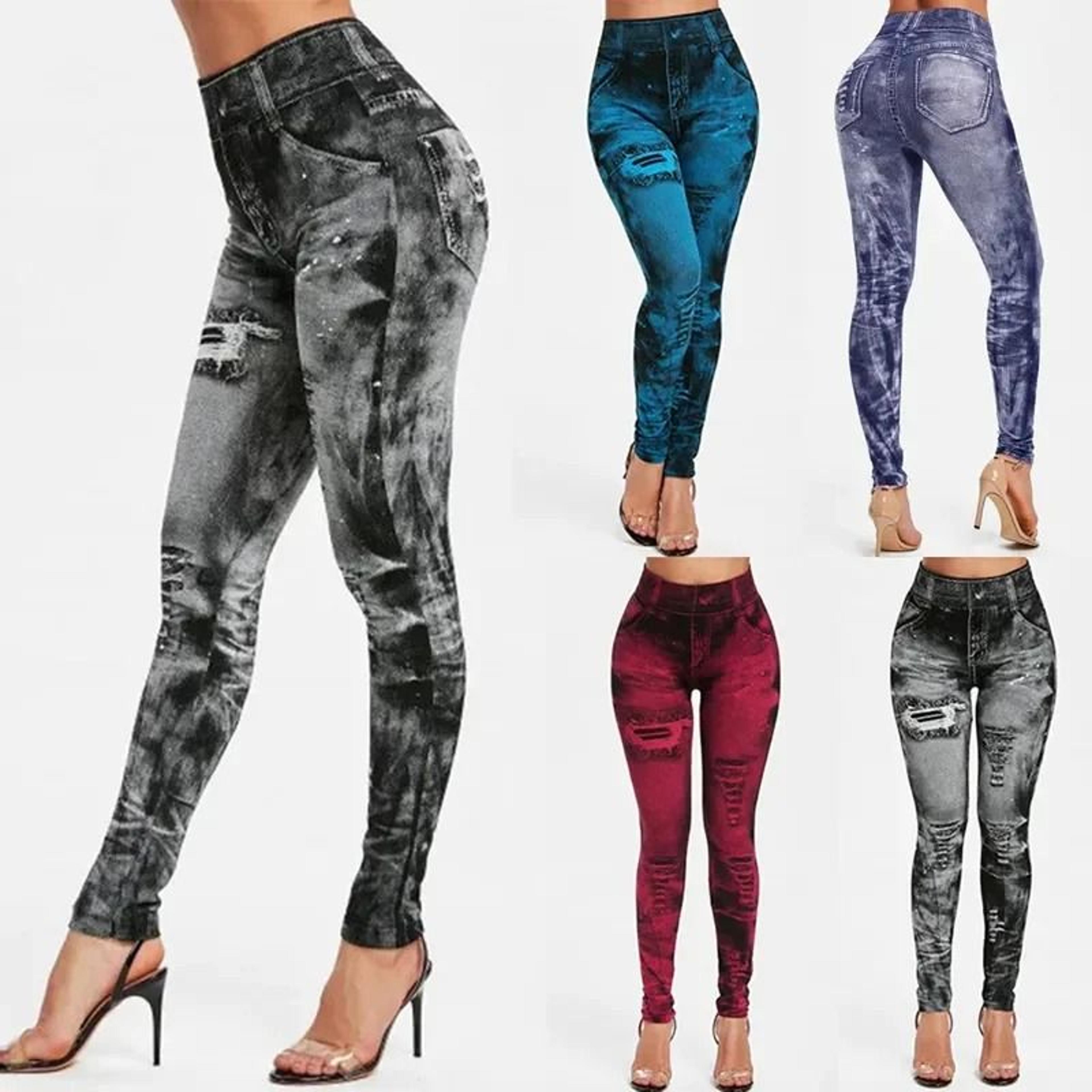 imitation jeans stretch leggings high waist slim push up fashion leggings for women