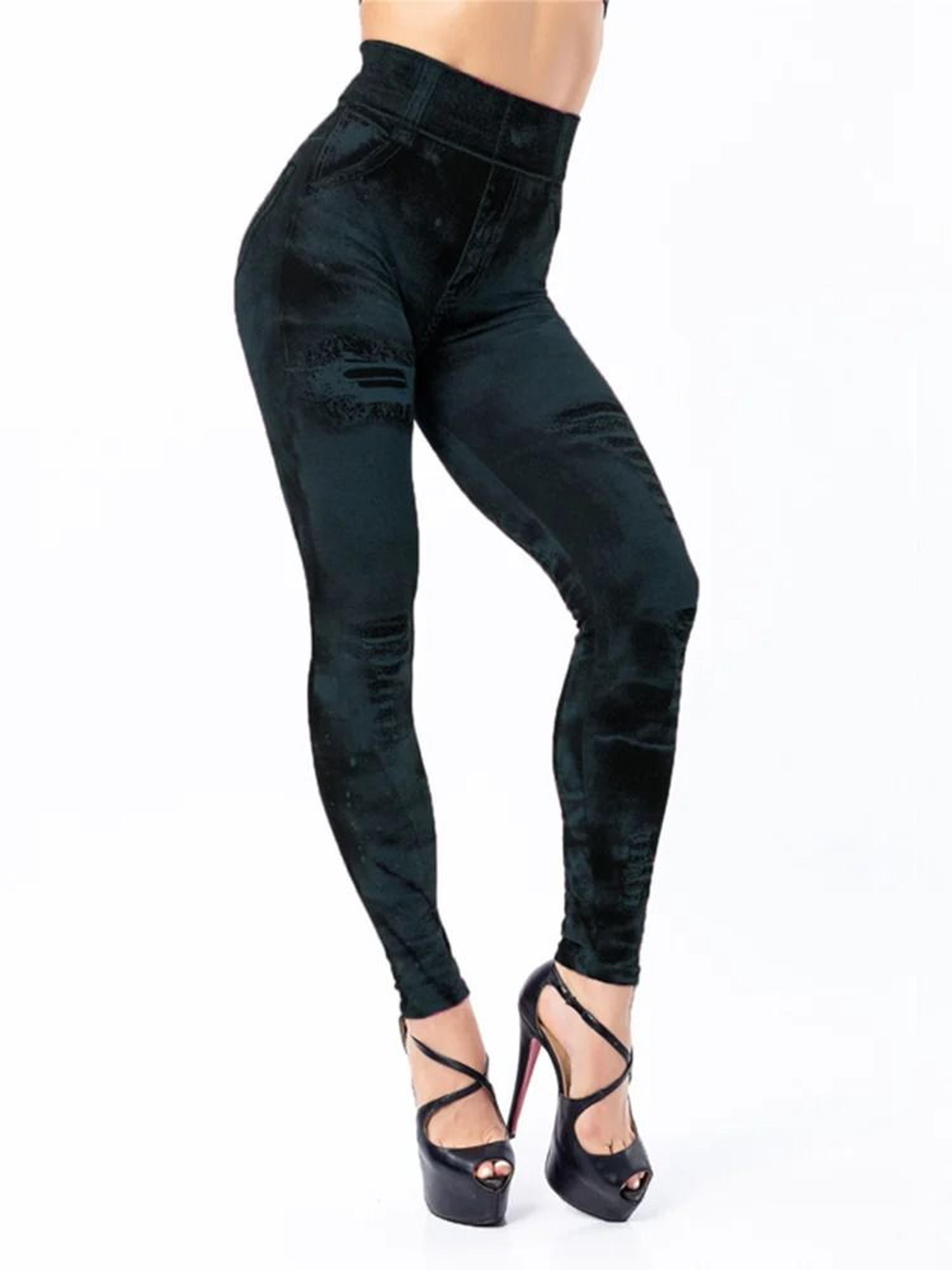 Imitation Jeans Stretch Leggings High Waist Slim Push Up Fashion Leggings For Women 6