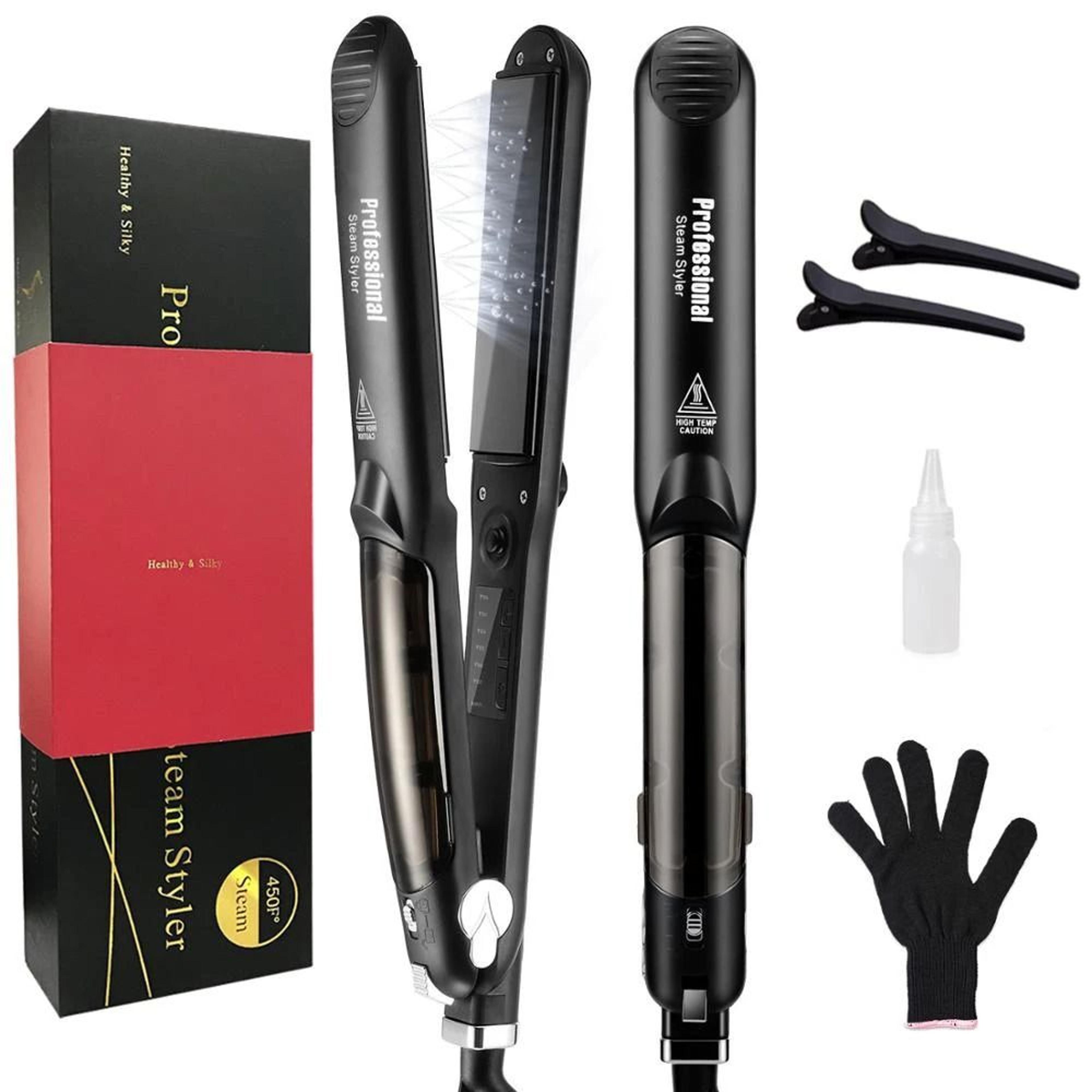 Steam Hair Straightener Professional Ceramic Vapor Flat Iron With Argan Oil Treatment For Smooth An 7