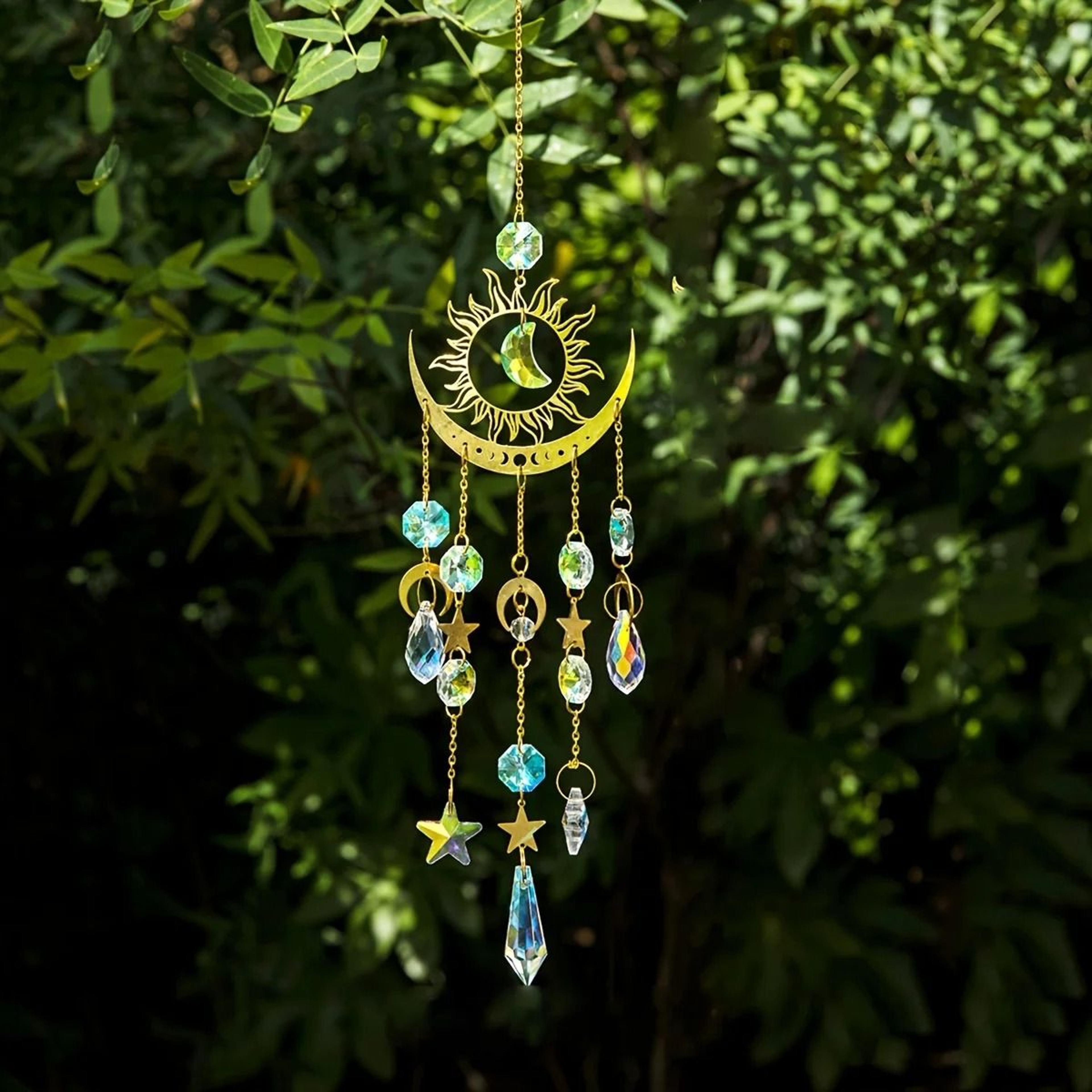 star and moon wind chime pendant sun catcher garden hanging decoration