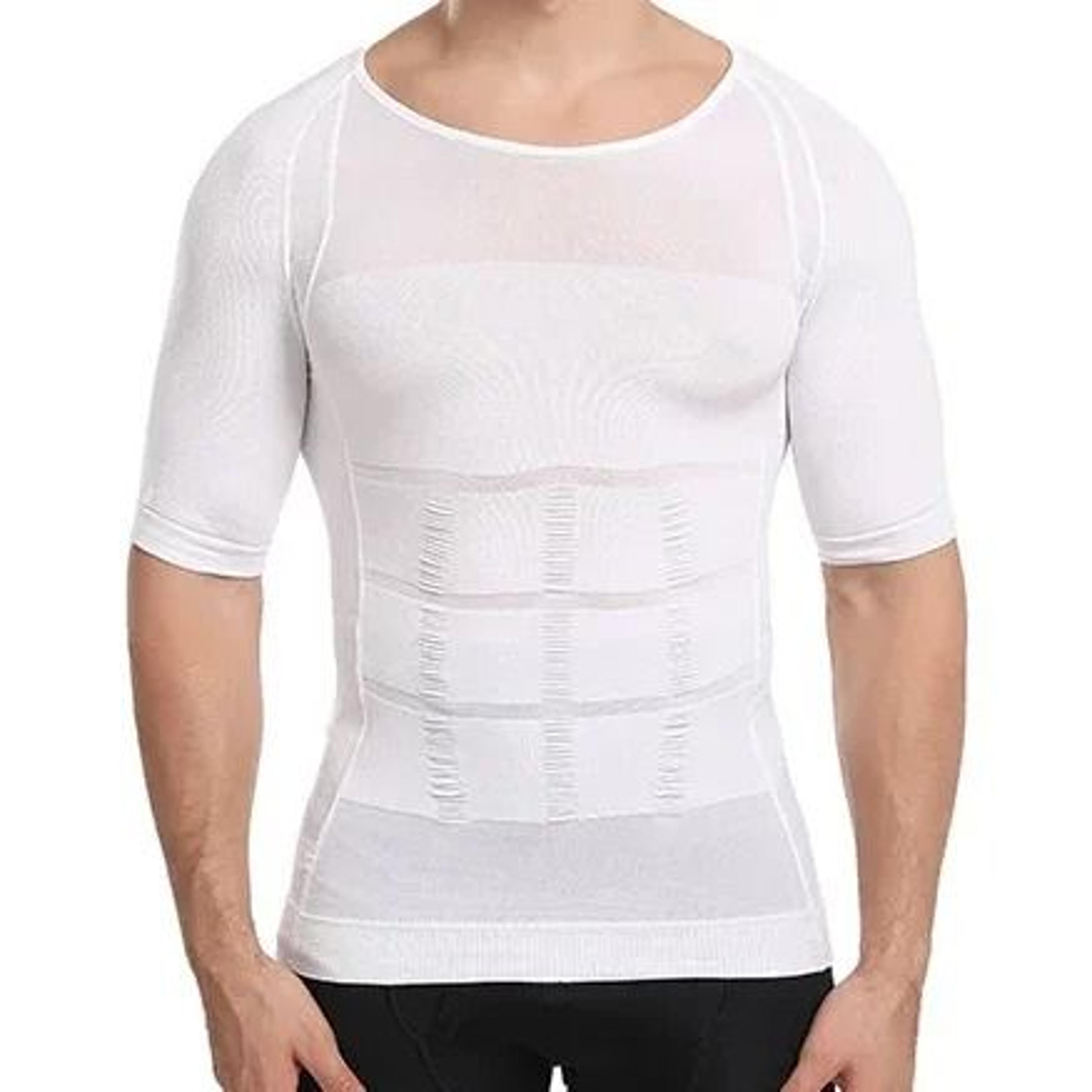 Men Slimming Compression Shirt Body Shaper Tummy Control Waist Cincher Undershirt 9