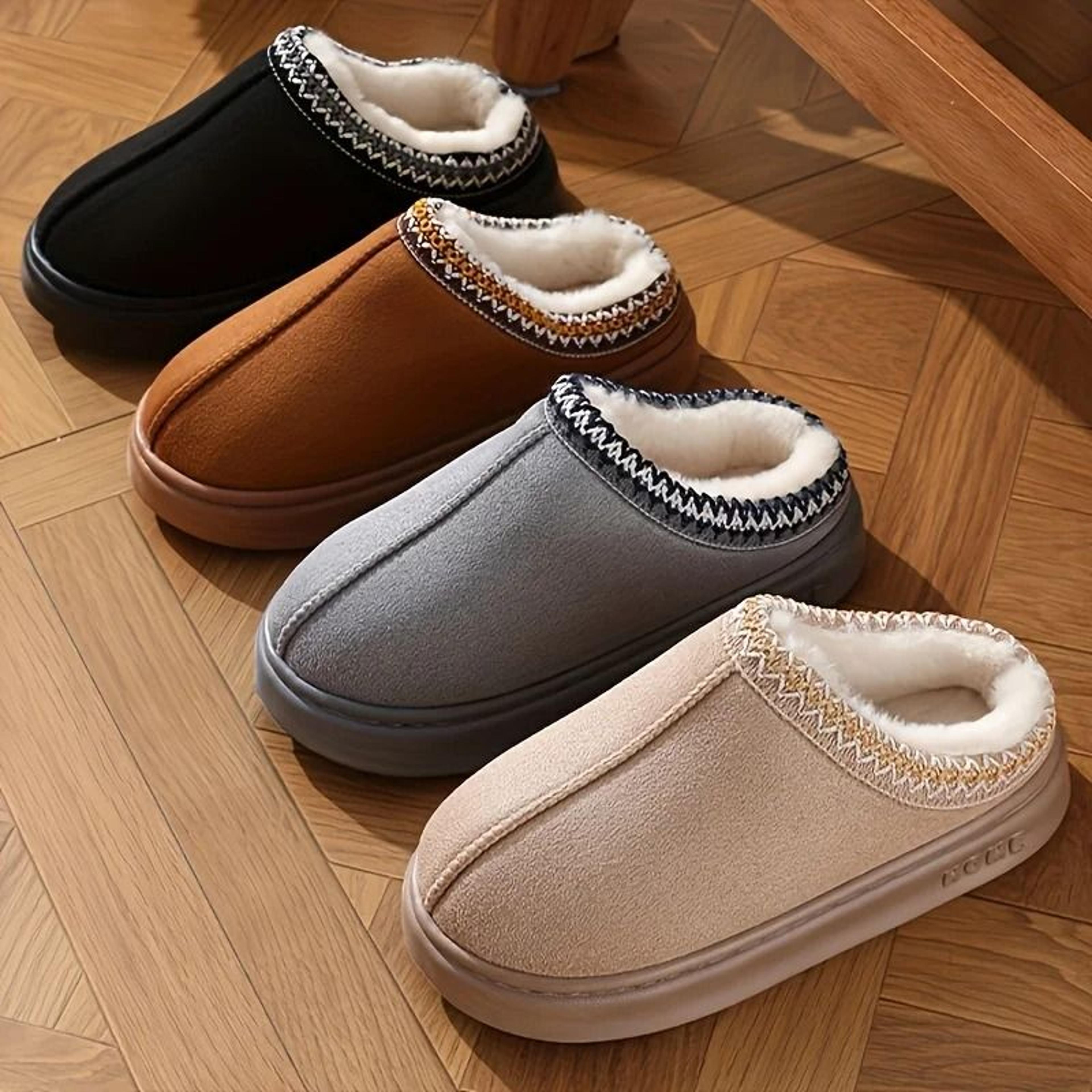 Women Comfort Lined Winter Slippers Soft Sole Indoor Outdoor Warm Shoes 1