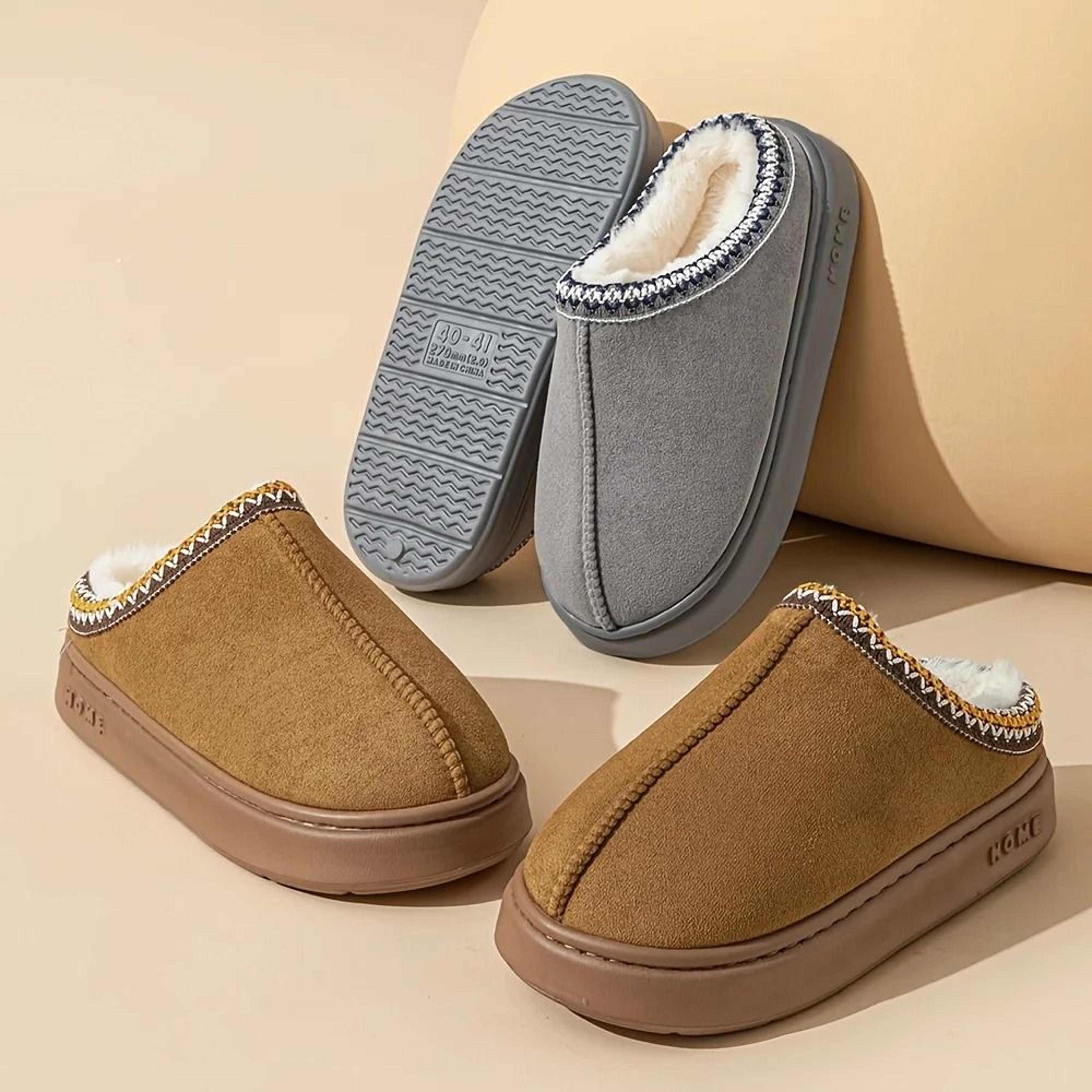 Women Comfort Lined Winter Slippers Soft Sole Indoor Outdoor Warm Shoes 5
