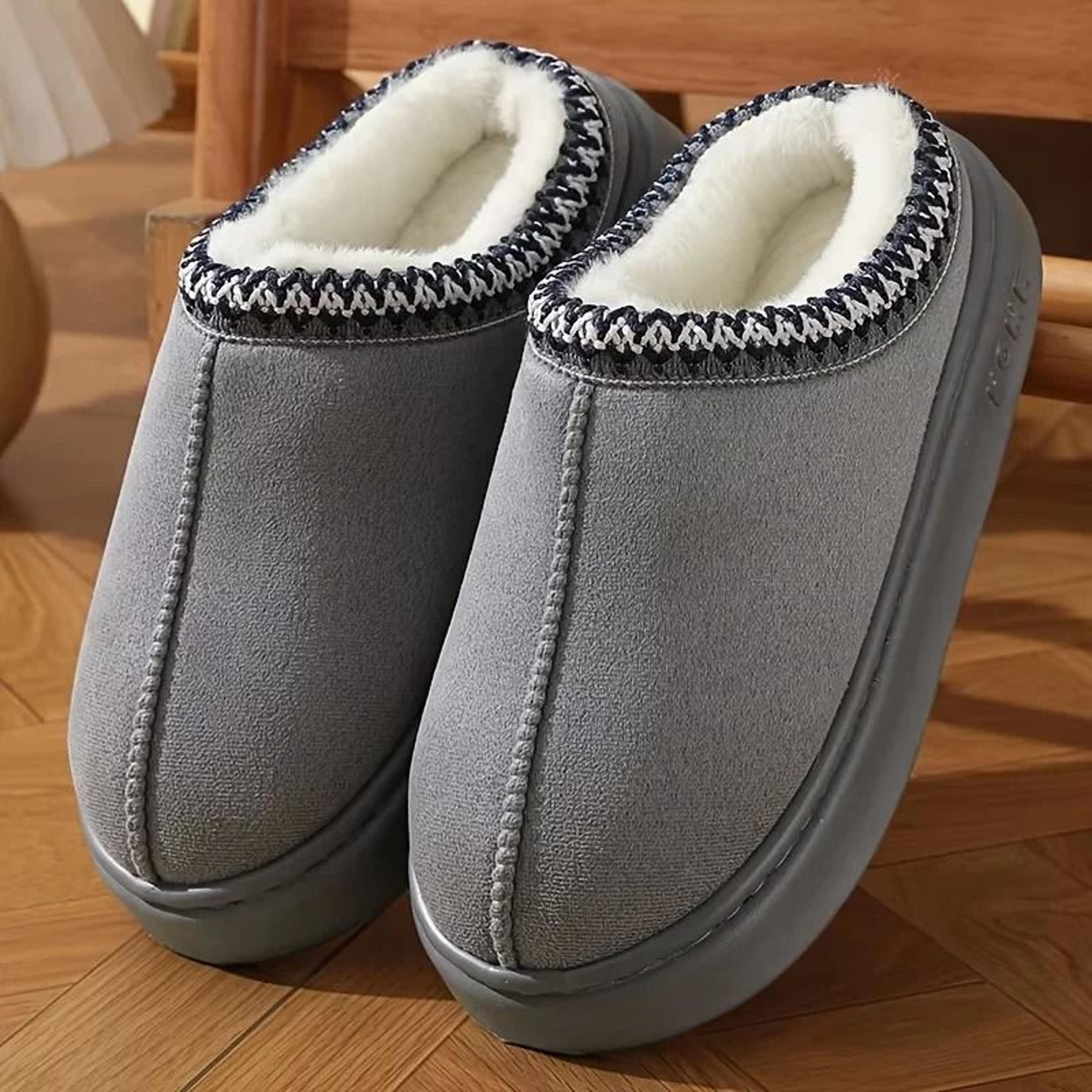 Women Comfort Lined Winter Slippers Soft Sole Indoor Outdoor Warm Shoes 6