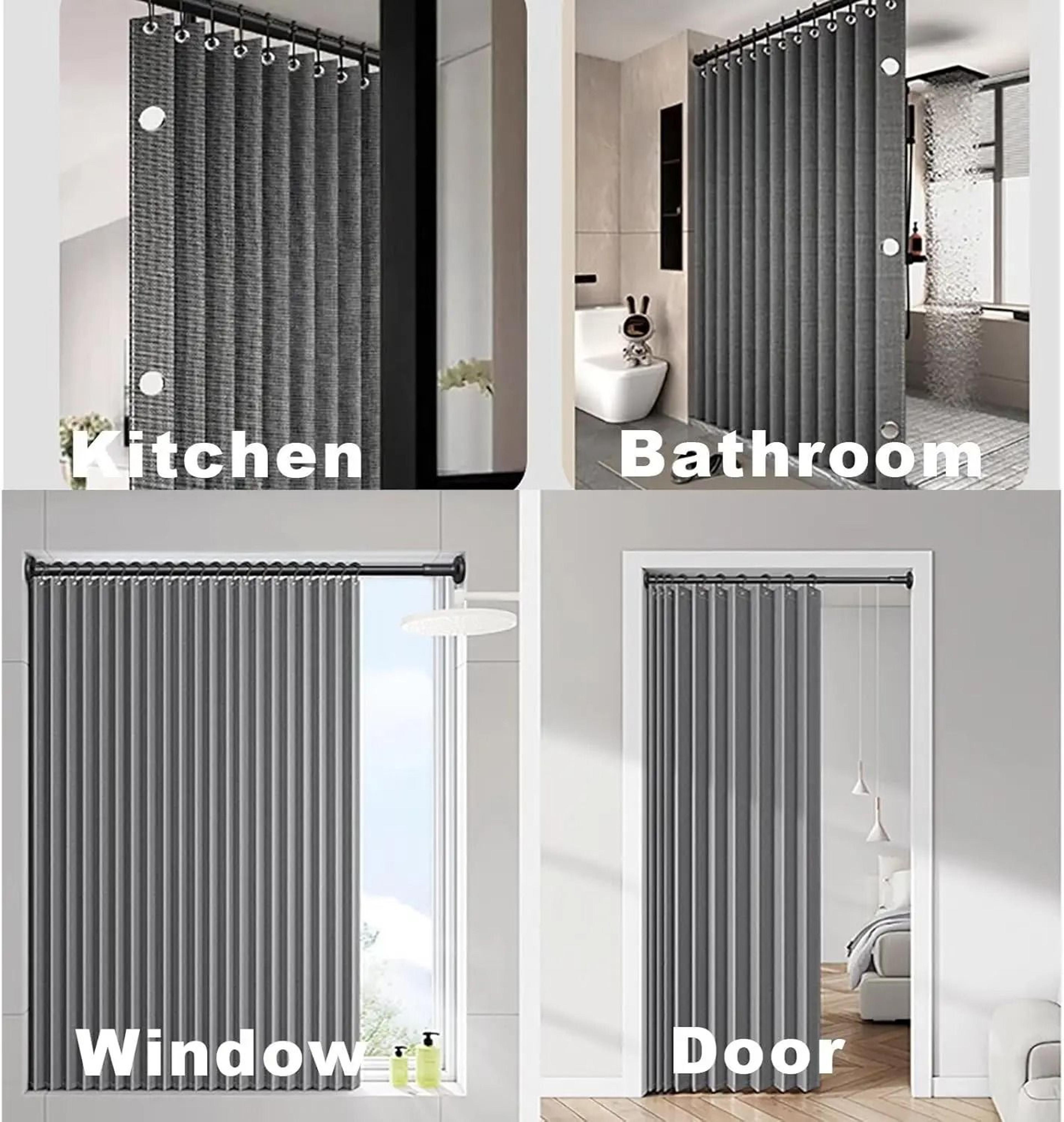Waterproof Folding Linen Shower Curtain With Magnets For Walk In Bathroom 5