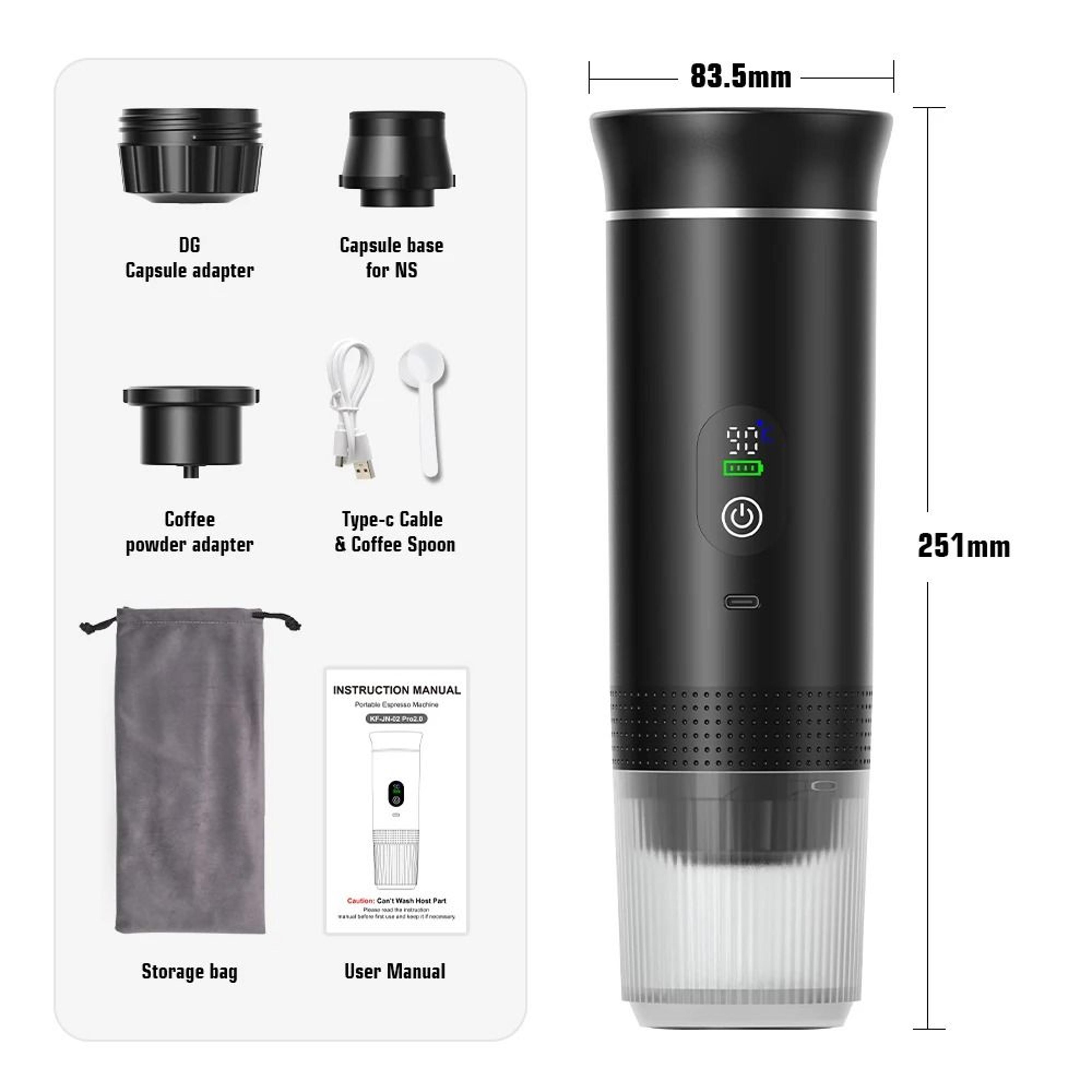Wireless Portable Espresso Coffee Maker 3in1 Electric Travel Coffee Machine For Home Car And Campin 10