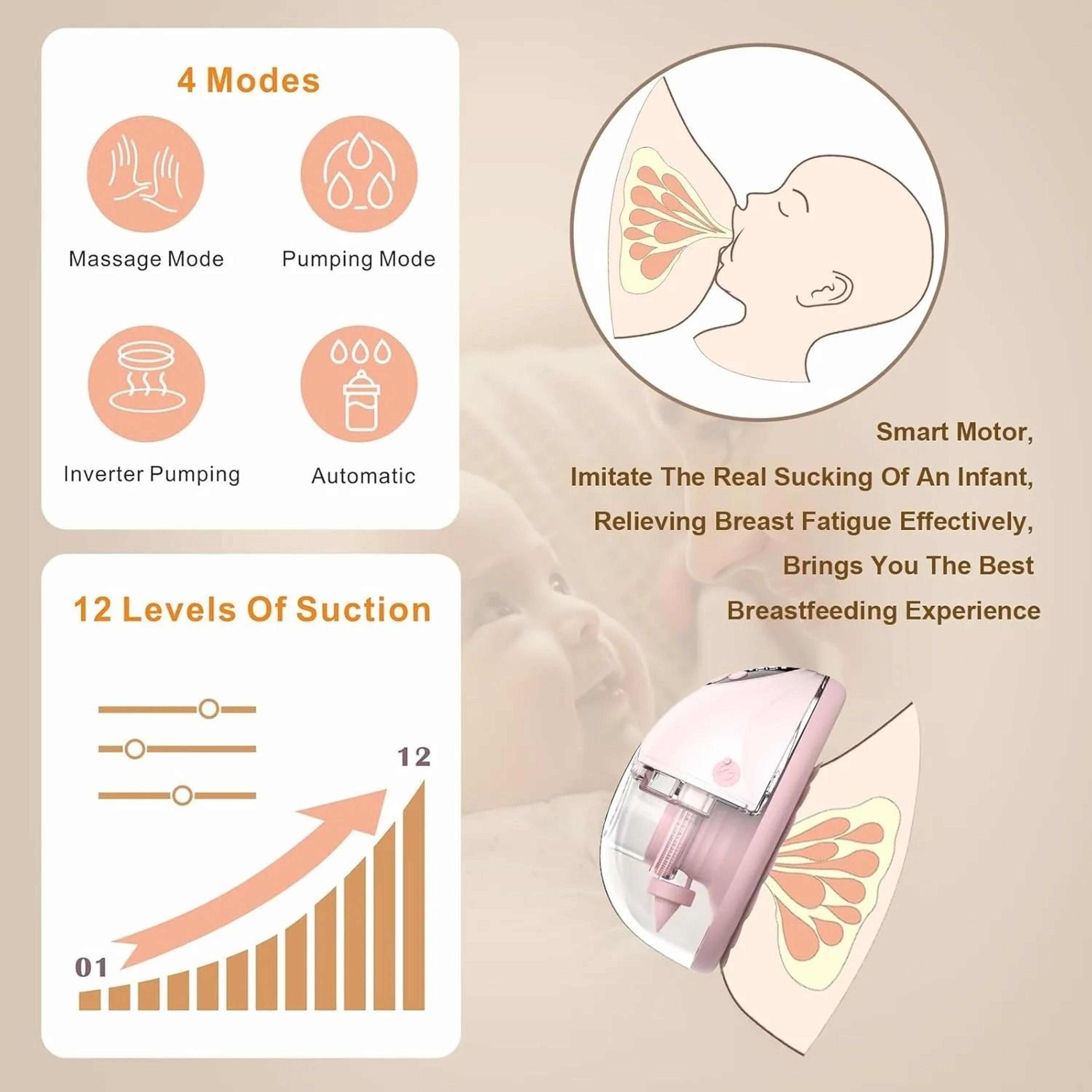 Electric HandsFree Wearable Breast Pump With Heating And UV Sterilization Lid Option  BPAFree Wirel 3