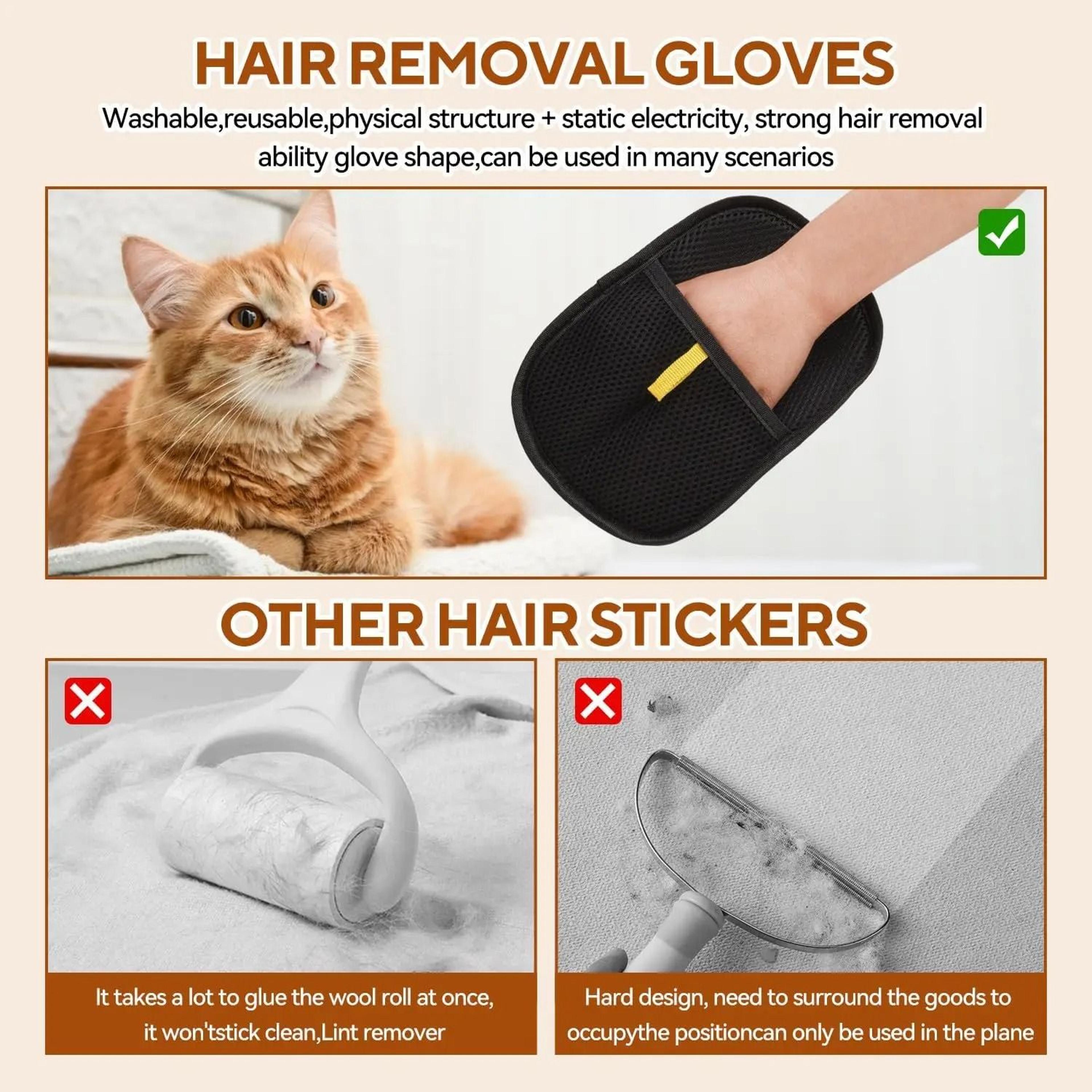 Reusable Pet Hair Removal Gloves DoubleSided Static Fur Remover Grooming Tool For Carpets Furniture 5