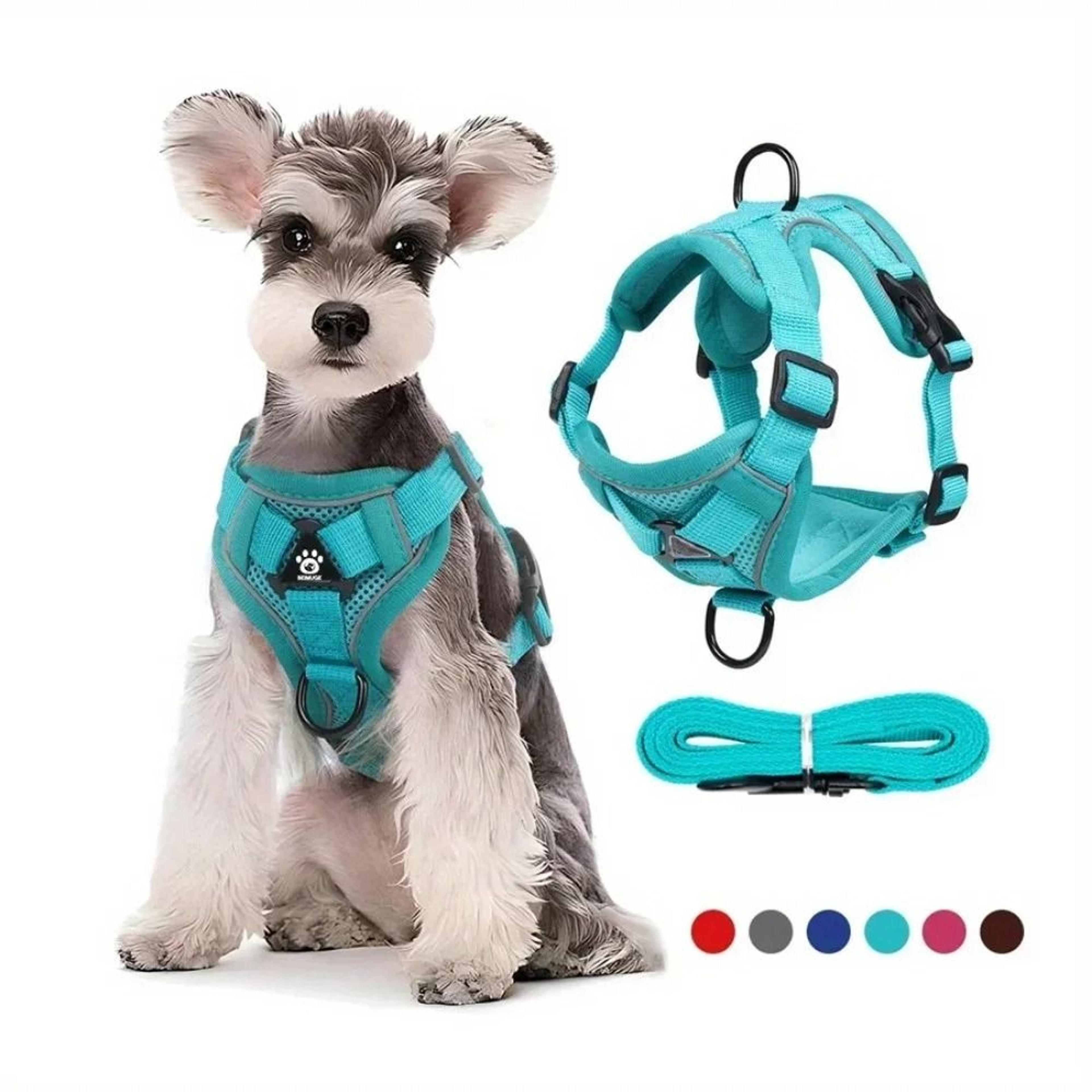 adjustable reflective no pull dog harness and leash set
