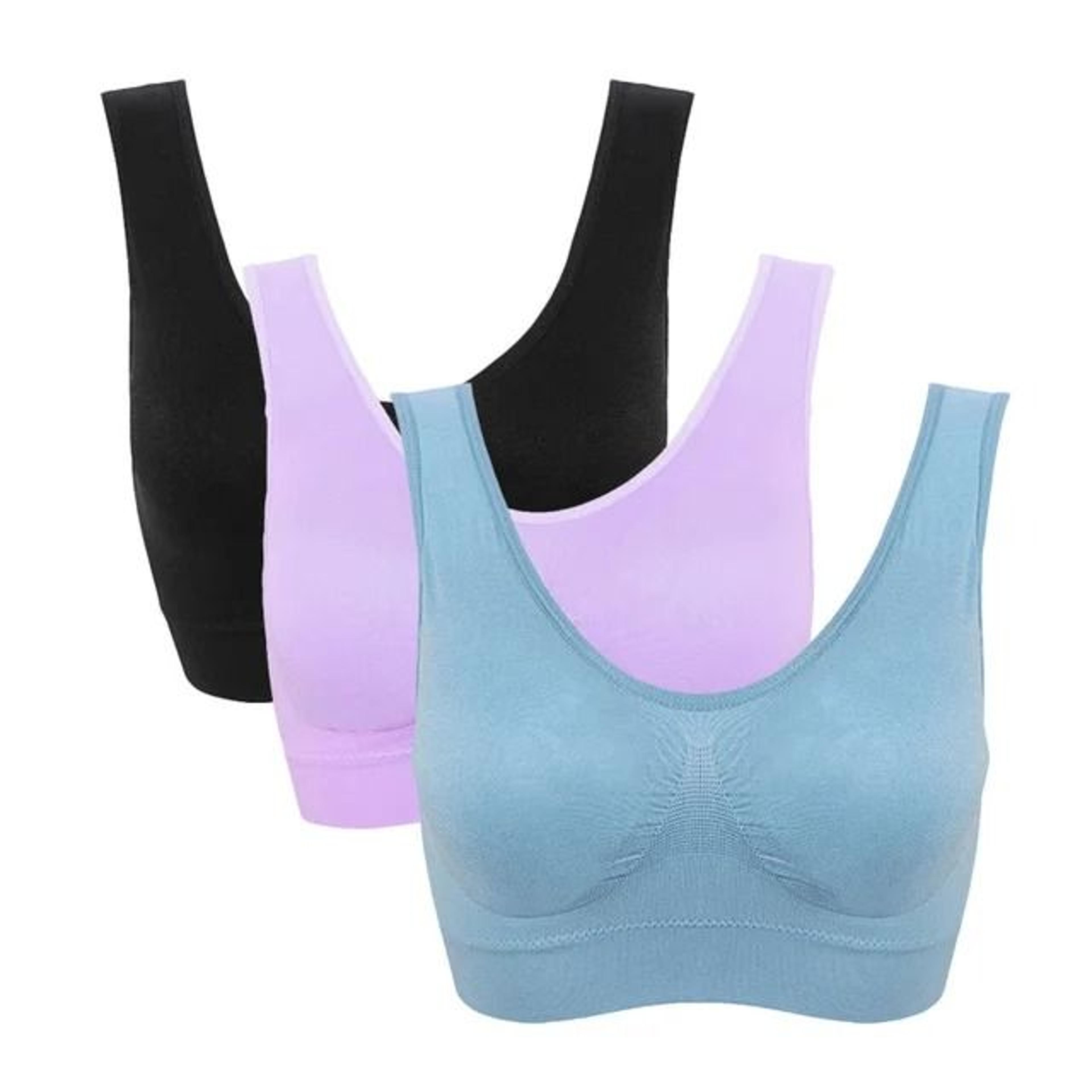 3PCS Seamless Wireless Plus Size Sports Bra With Pads For Women  Comfort Lift Active Bra Set 15