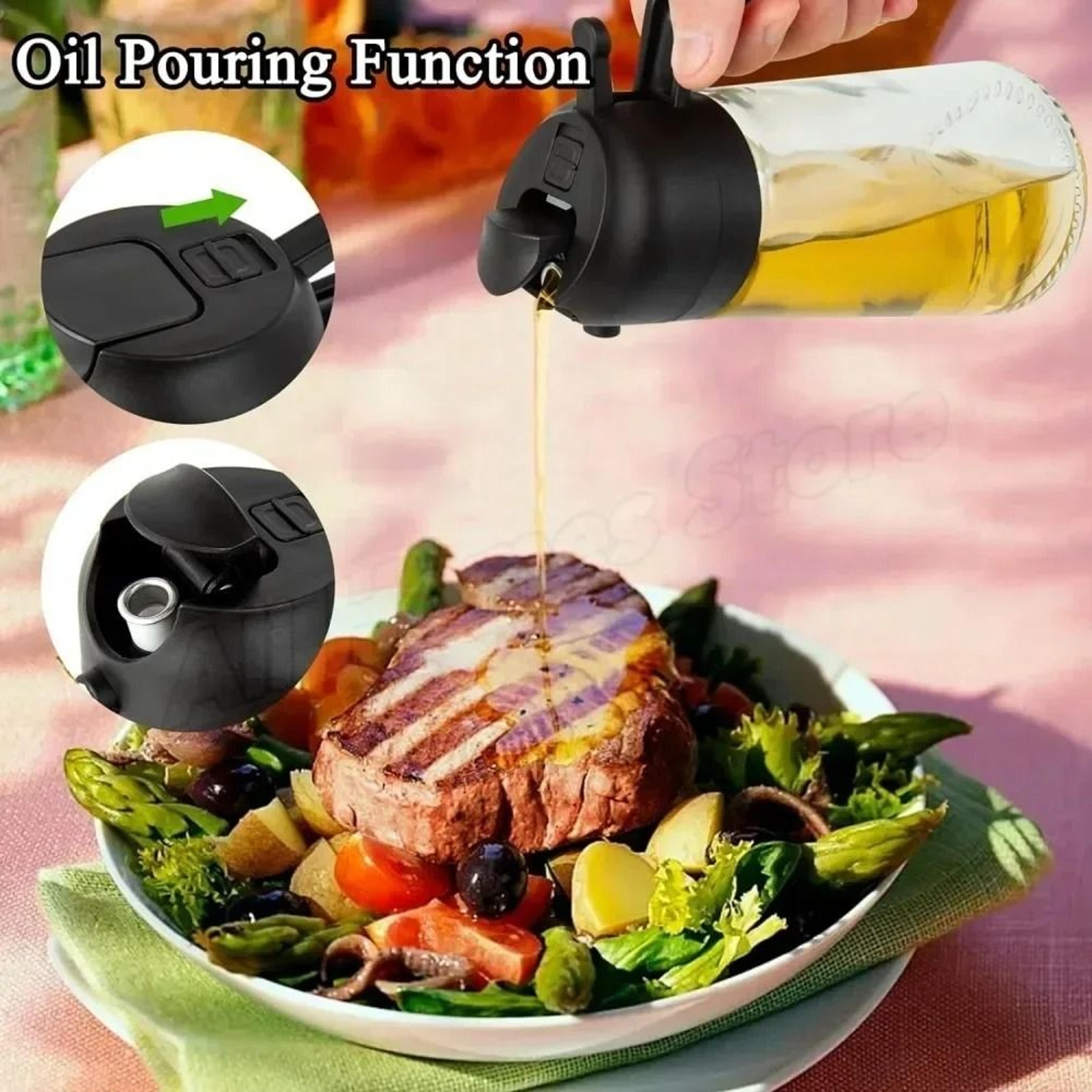 2in1 Olive Oil Dispenser Bottle With Spray Pour Function For Cooking And BBQ 4